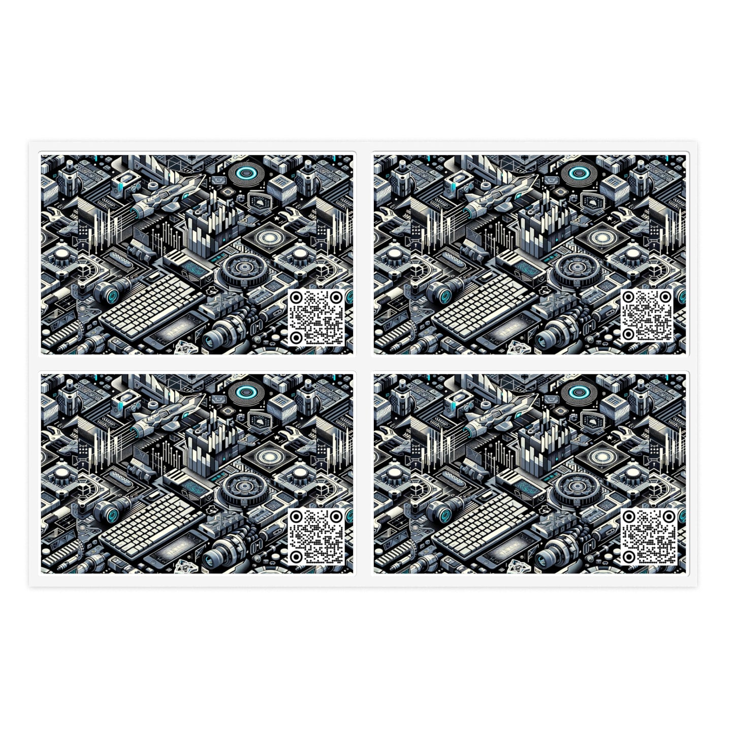 Tech-Infused Athleisure Tech-Forward Streetwear Sticker Sheets - 8404 Design-53