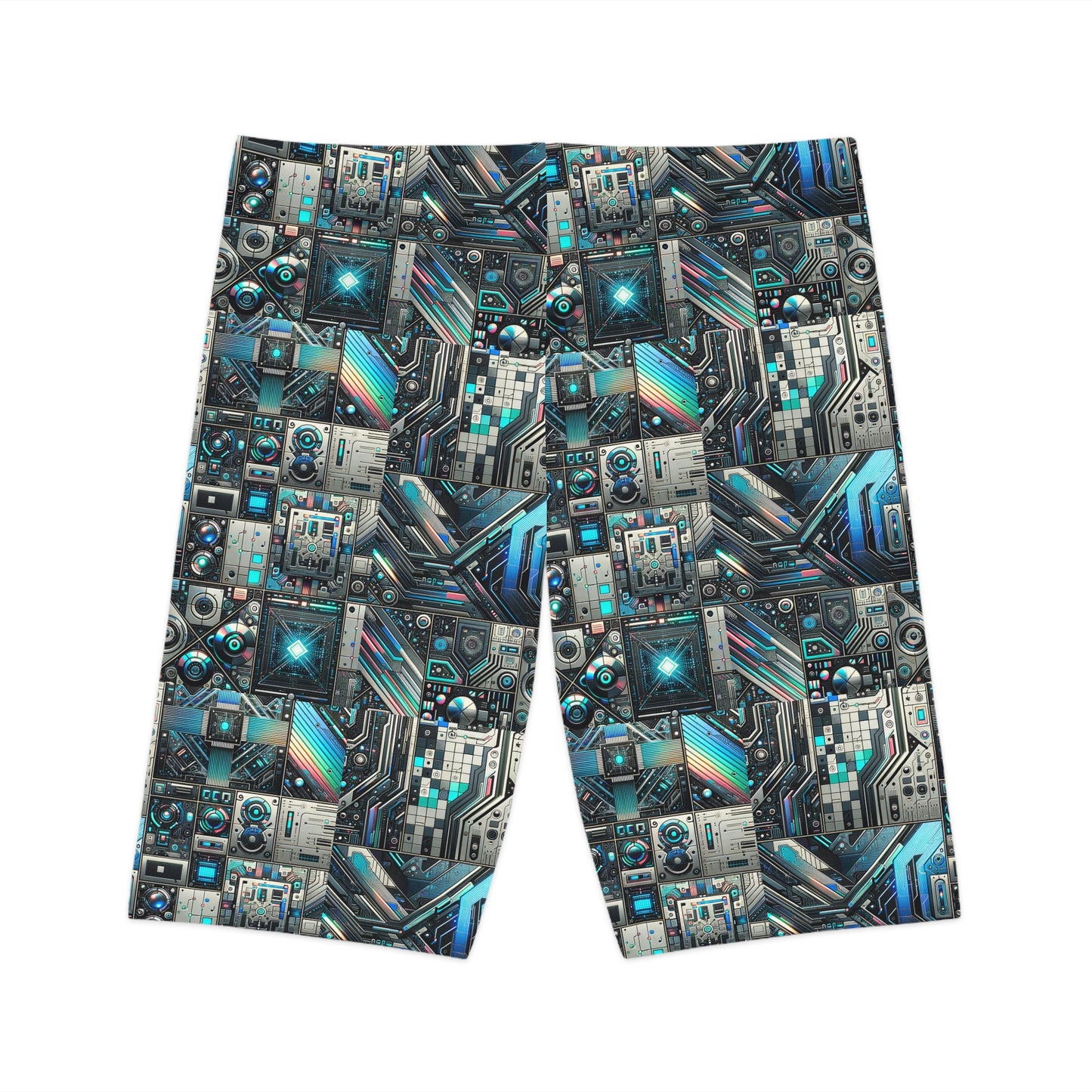 Tech-Infused Futurism Sleek Tech Edge Women's Bike Shorts - 8404 Design-48