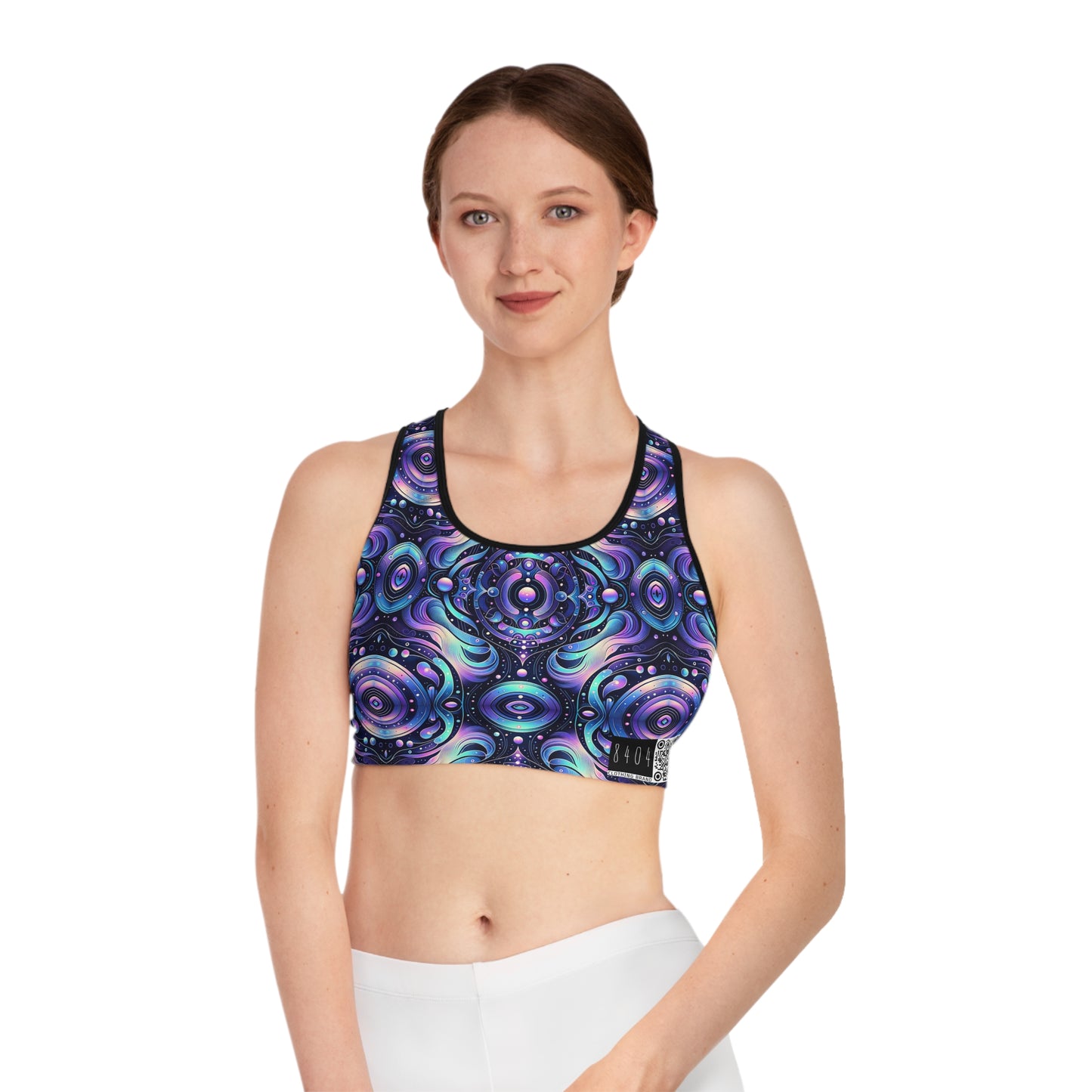 Iridescent Tech Fusion Tech-Forward Streetwear Sports Bra - 8404 Design-62