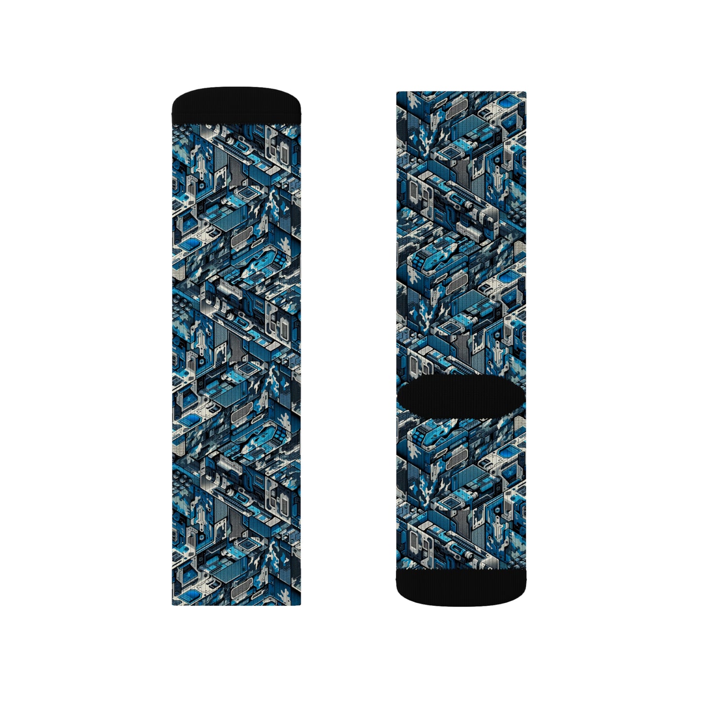 Tech Urban Camo Tech-Forward Streetwear With a Futuristic Military Edge Sublimation Socks - 8404 Design-51