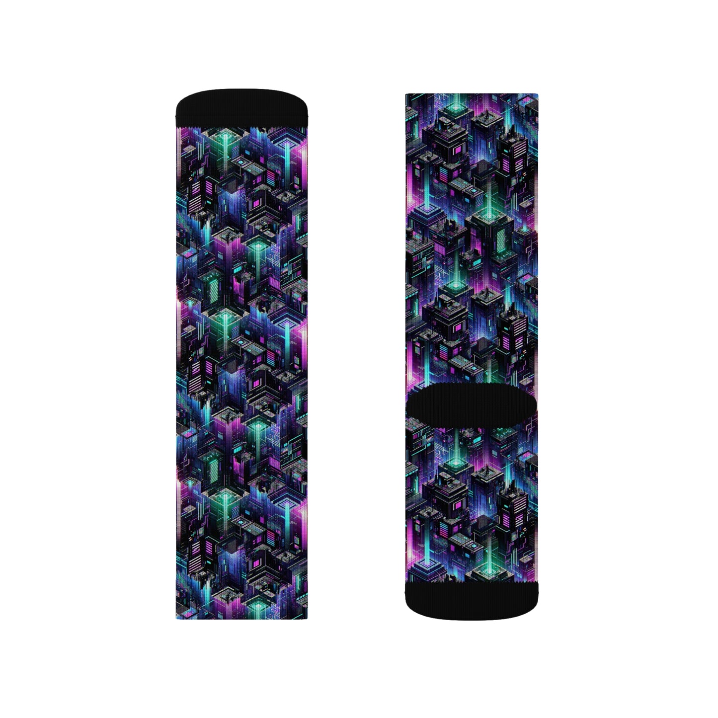 Tech Noir Graphics Futuristic Tech Aesthetics Sublimation Socks - 8404 Design-55