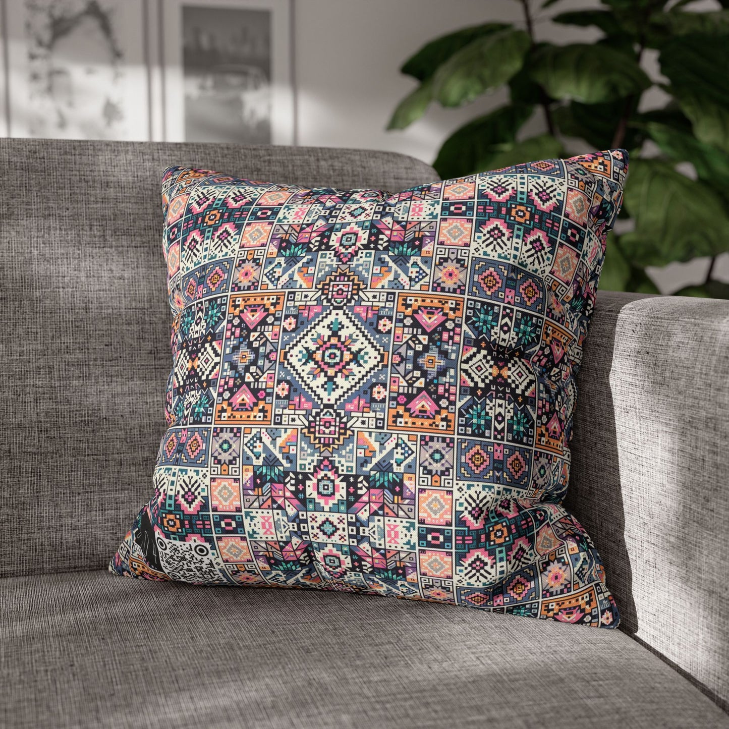 Spun Polyester Square Pillowcase - 8404 Design-02