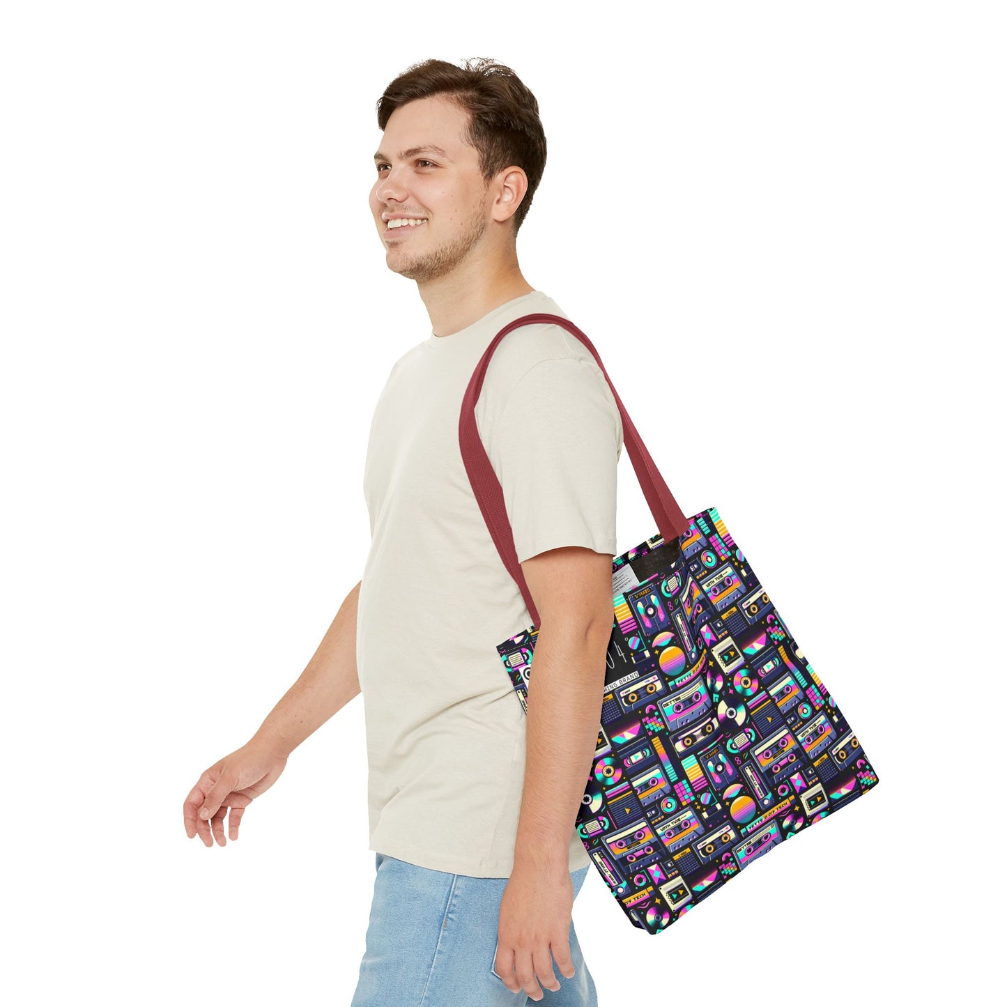 Digital Nostalgia Tech-Inspired Retro Fusion Tote Bag - 8404 Design-48