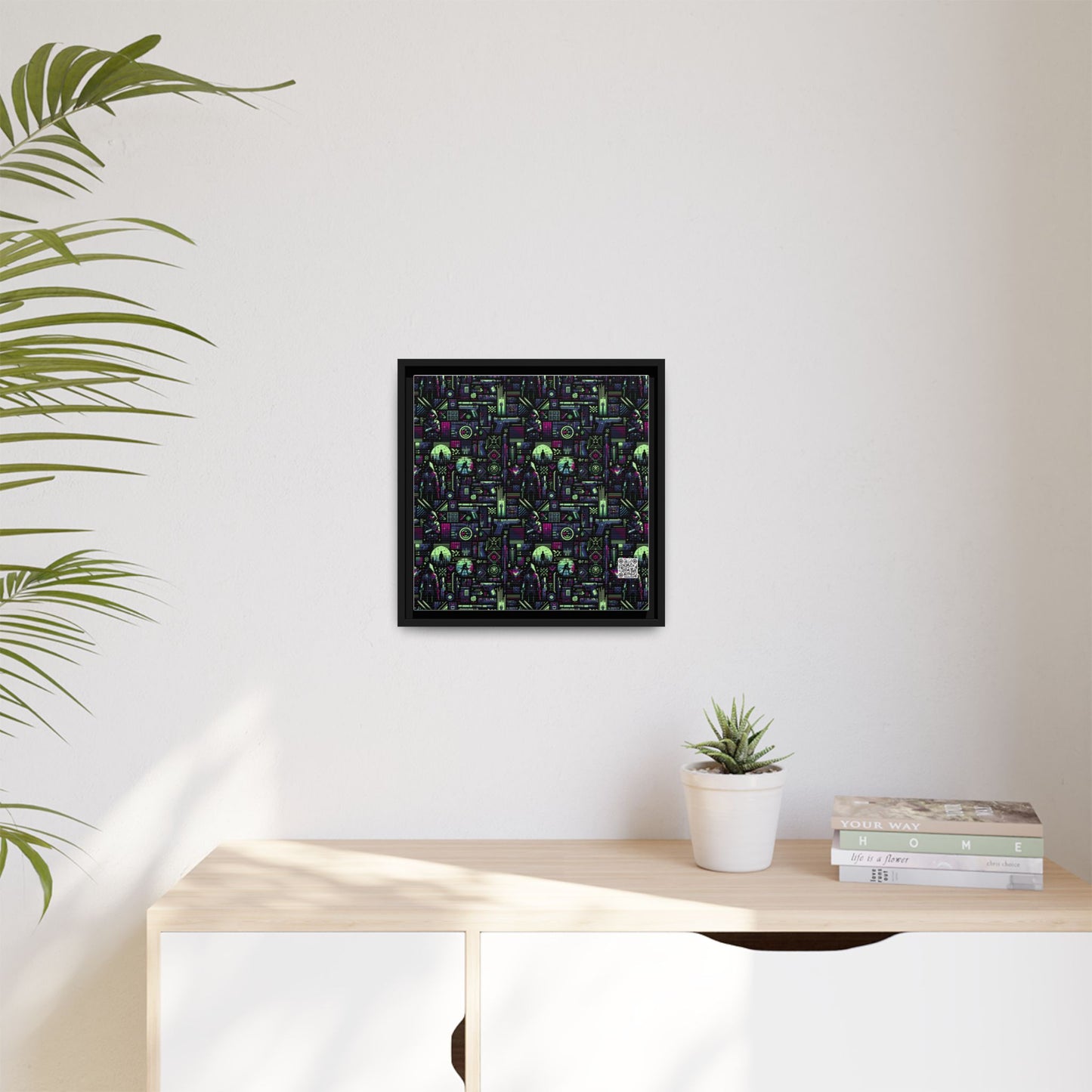 Tech Noir Futuristic Cyberpunk Matte Canvas, Framed (multi-Color) - 8404 Design-63 A