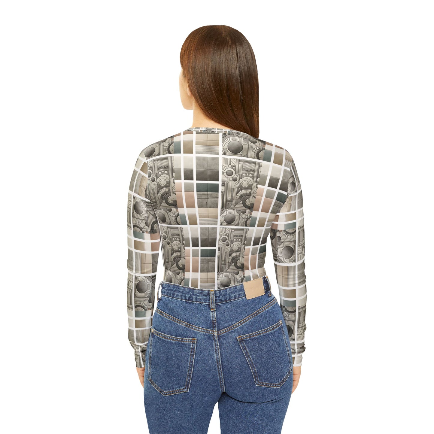Tech Utility Chic Tech-Forward Minimalist Women's Long Sleeve V-Neck Shirt - 8404 Design-59