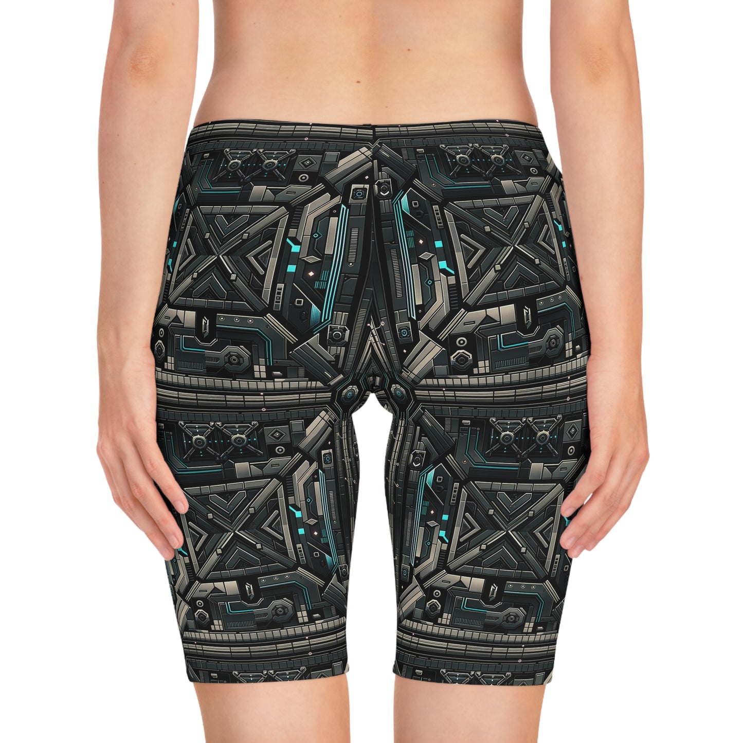 Tech Noir Futuristic Tech Aesthetic with a Dark Twist Women's Bike Shorts - 8404 Design-59
