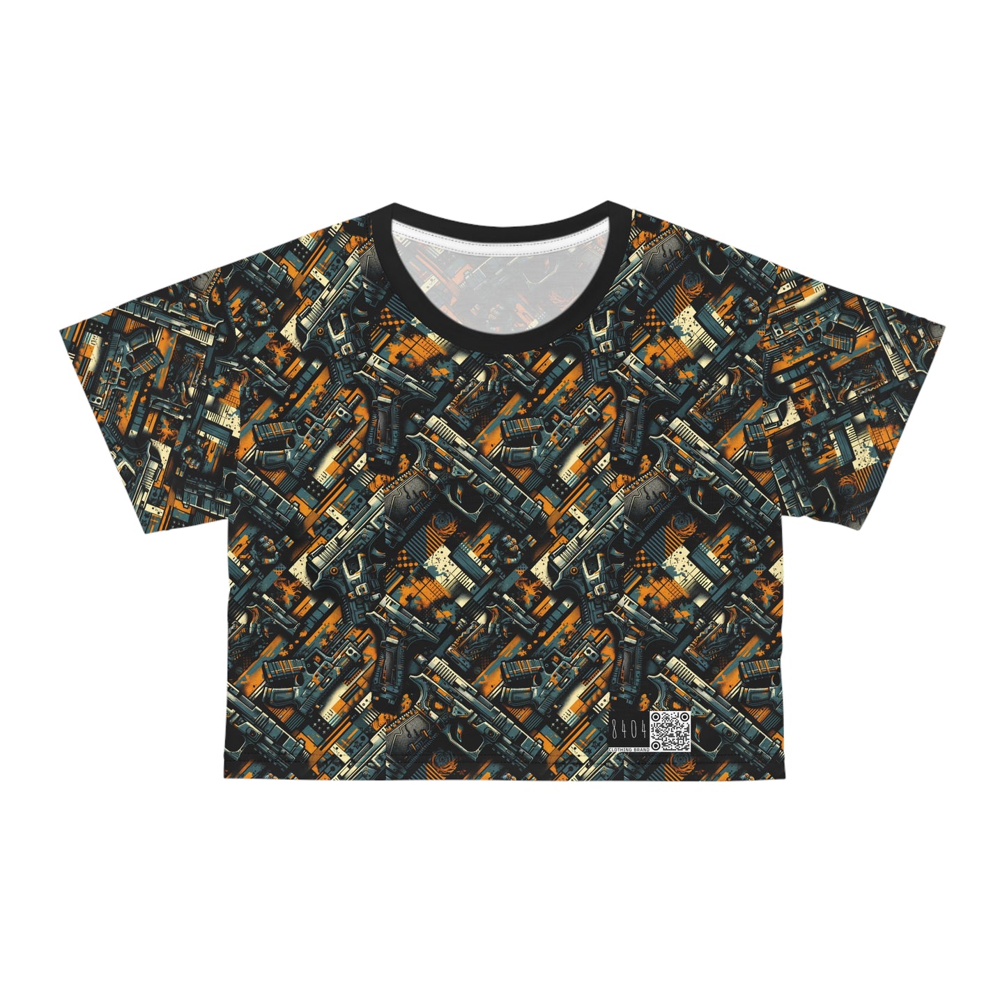 Digital Punk Futuristic Grunge Crop Tee - 8404 Design-47