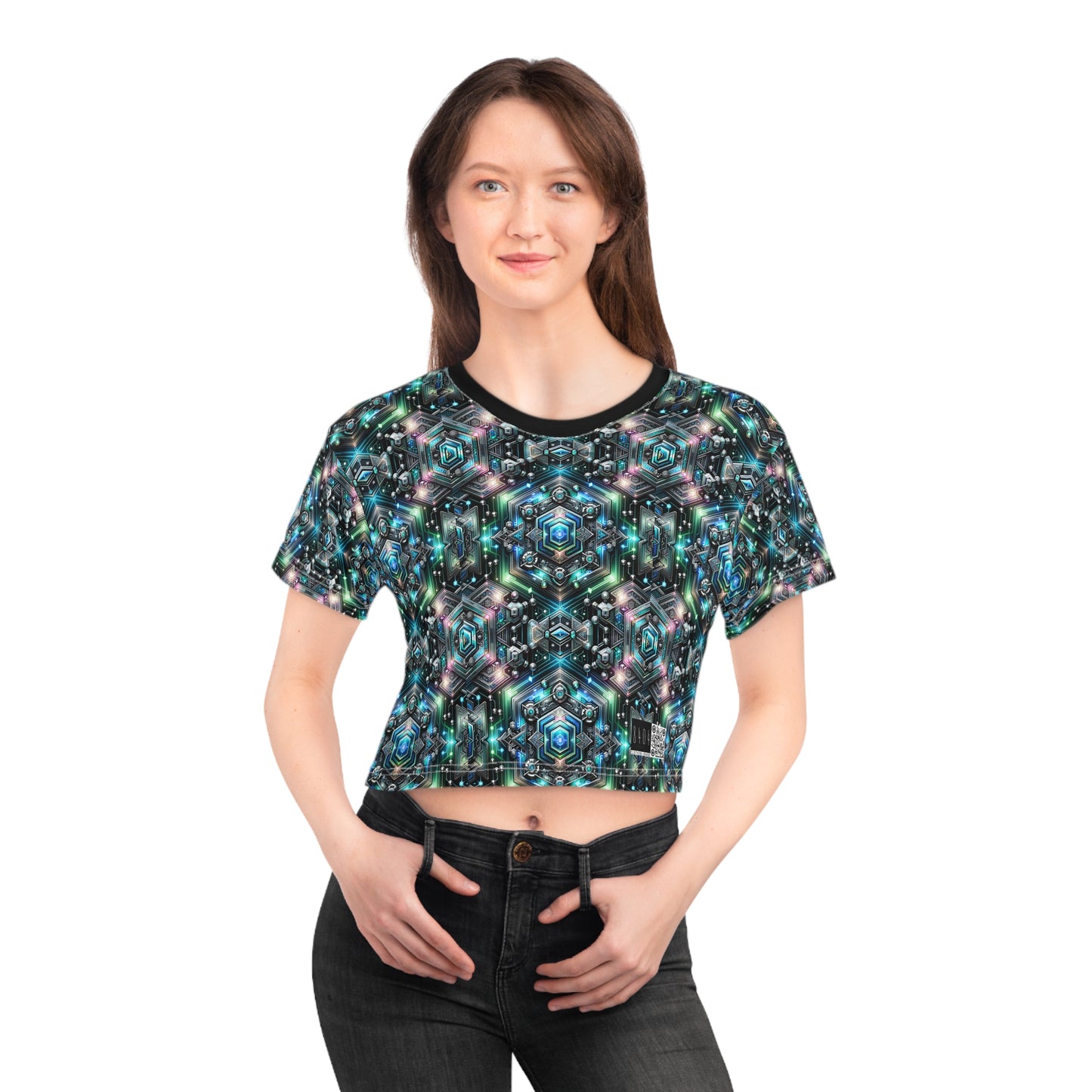 Tech-Infused Futurism Futuristic Tech Crop Tee - 8404 Design-63