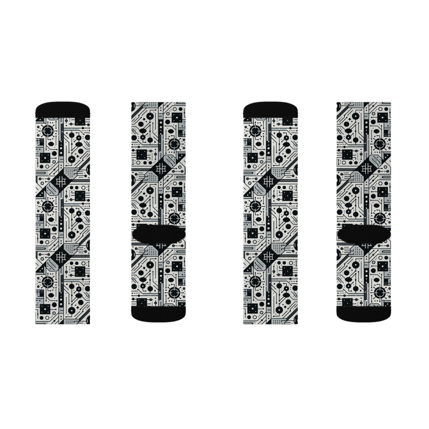 Digital Minimalism Minimalist Tech Sublimation Socks - 8404 Design-48