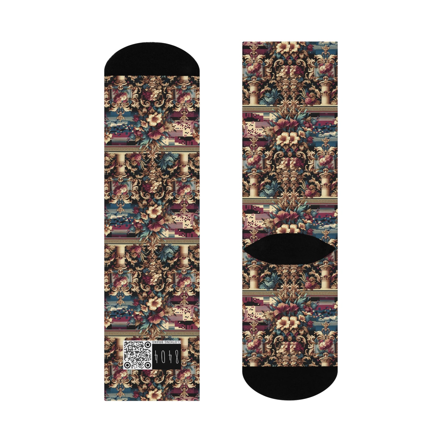 Digital Renaissance Modern Baroque Fusion Cushioned Crew Socks - 8404 Design-58