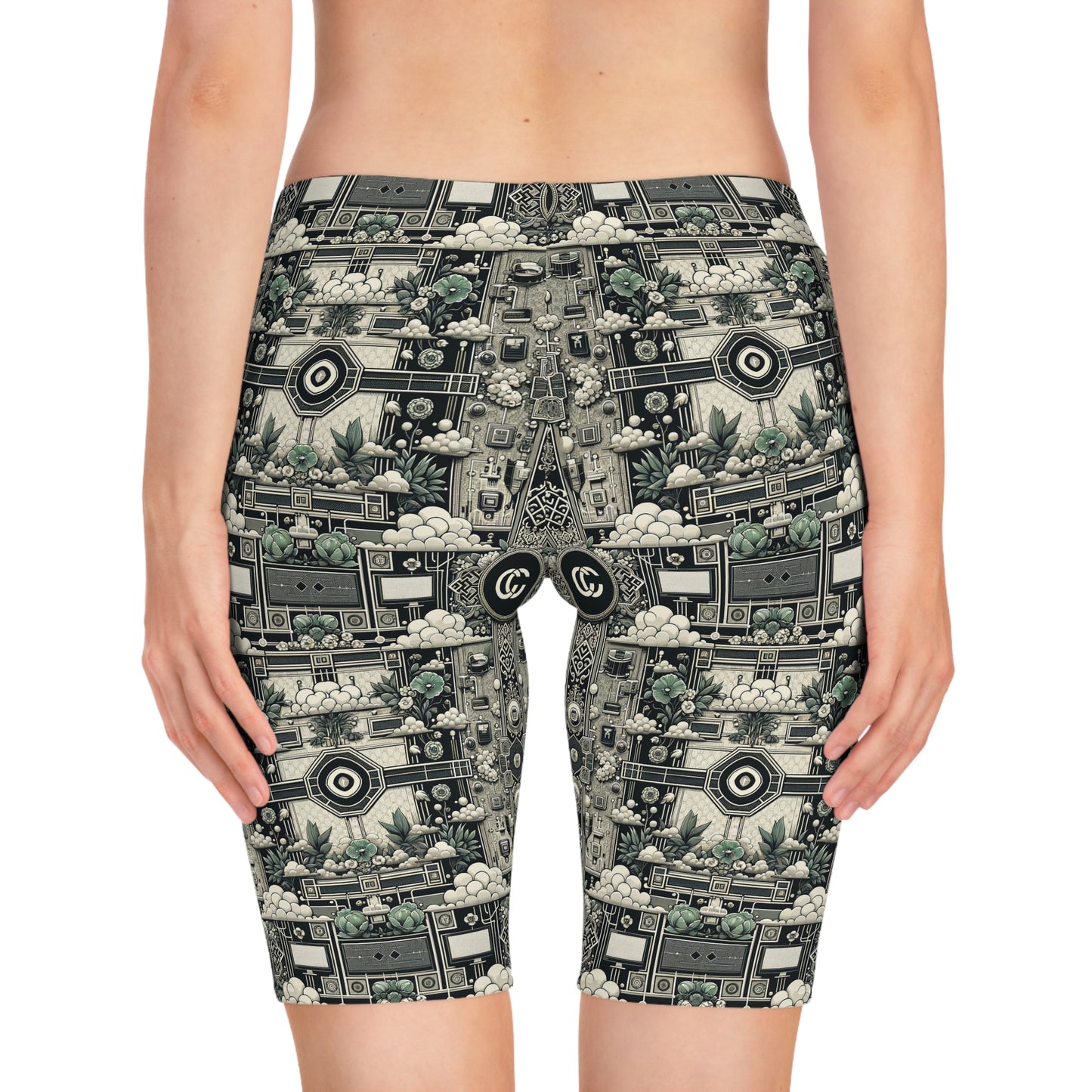 Cyber Garden Party Tech Garden Extravaganza Women's Bike Shorts - 8404 Design-54