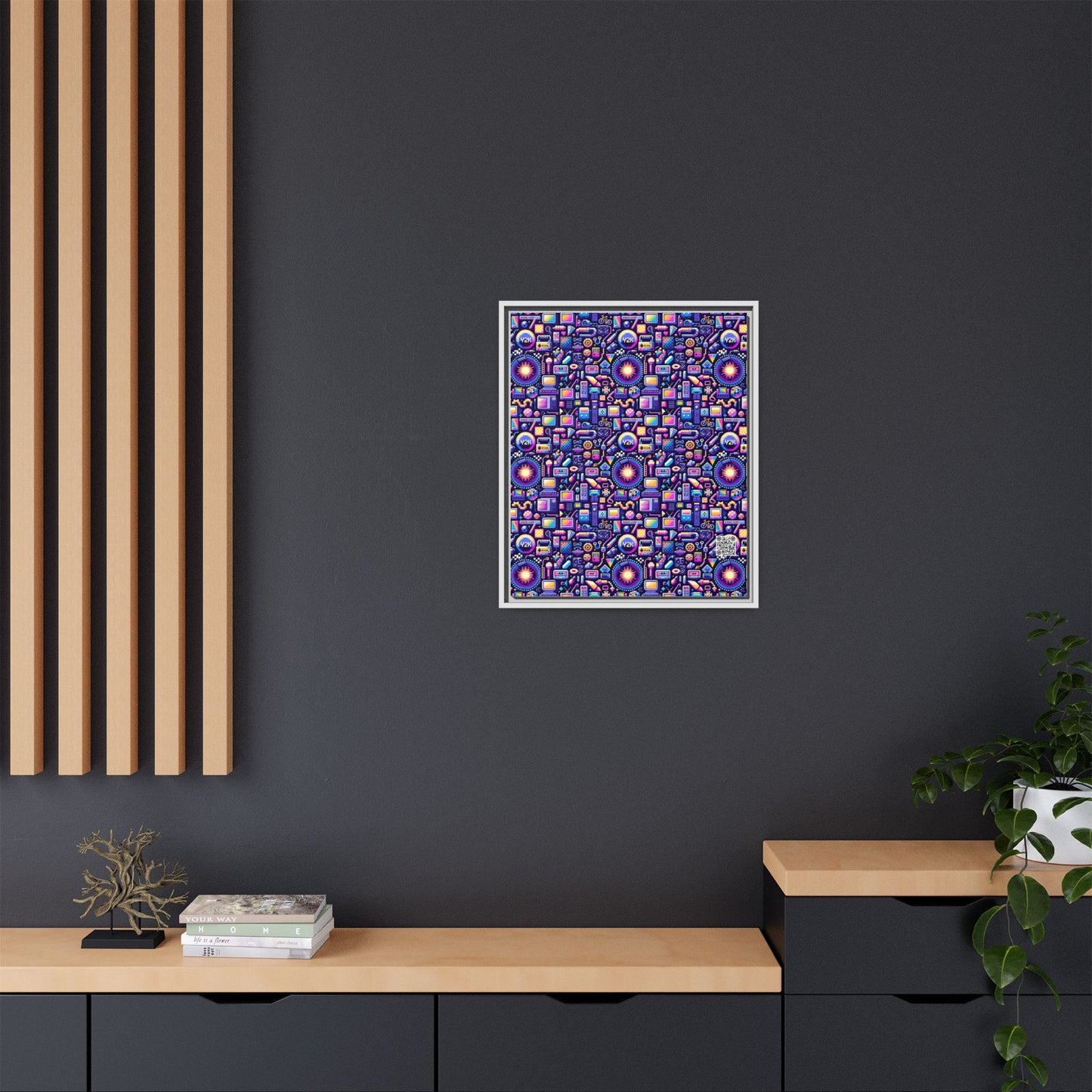 Digital Nostalgia Modern Retro Fusion Matte Canvas, Framed (multi-Color) - 8404 Design-64 B
