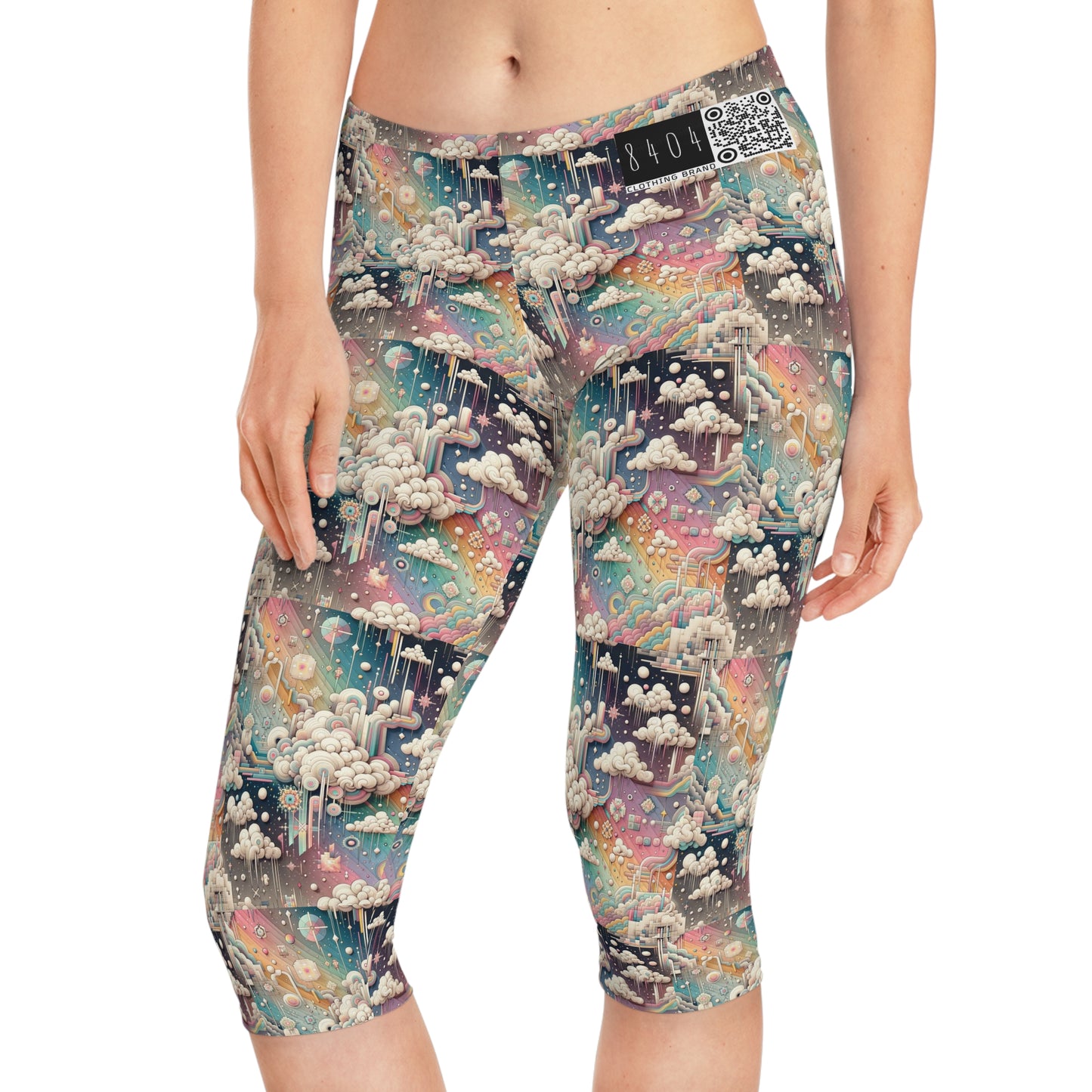 Digital Dreamland Whimsical and Nostalgic Streetwear With a Digital Twist Women's Capri Leggings - 8404 Design-52