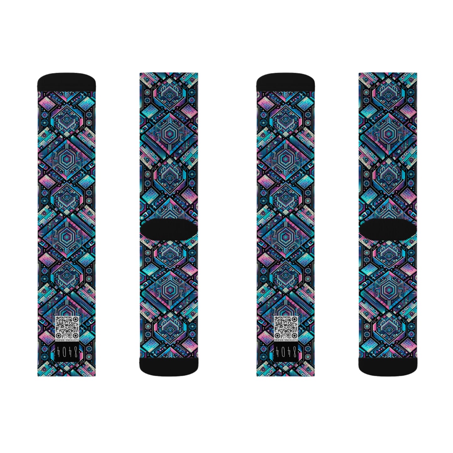 Digital Dreamland Futuristic Tech Aesthetic Sublimation Socks - 8404 Design-46
