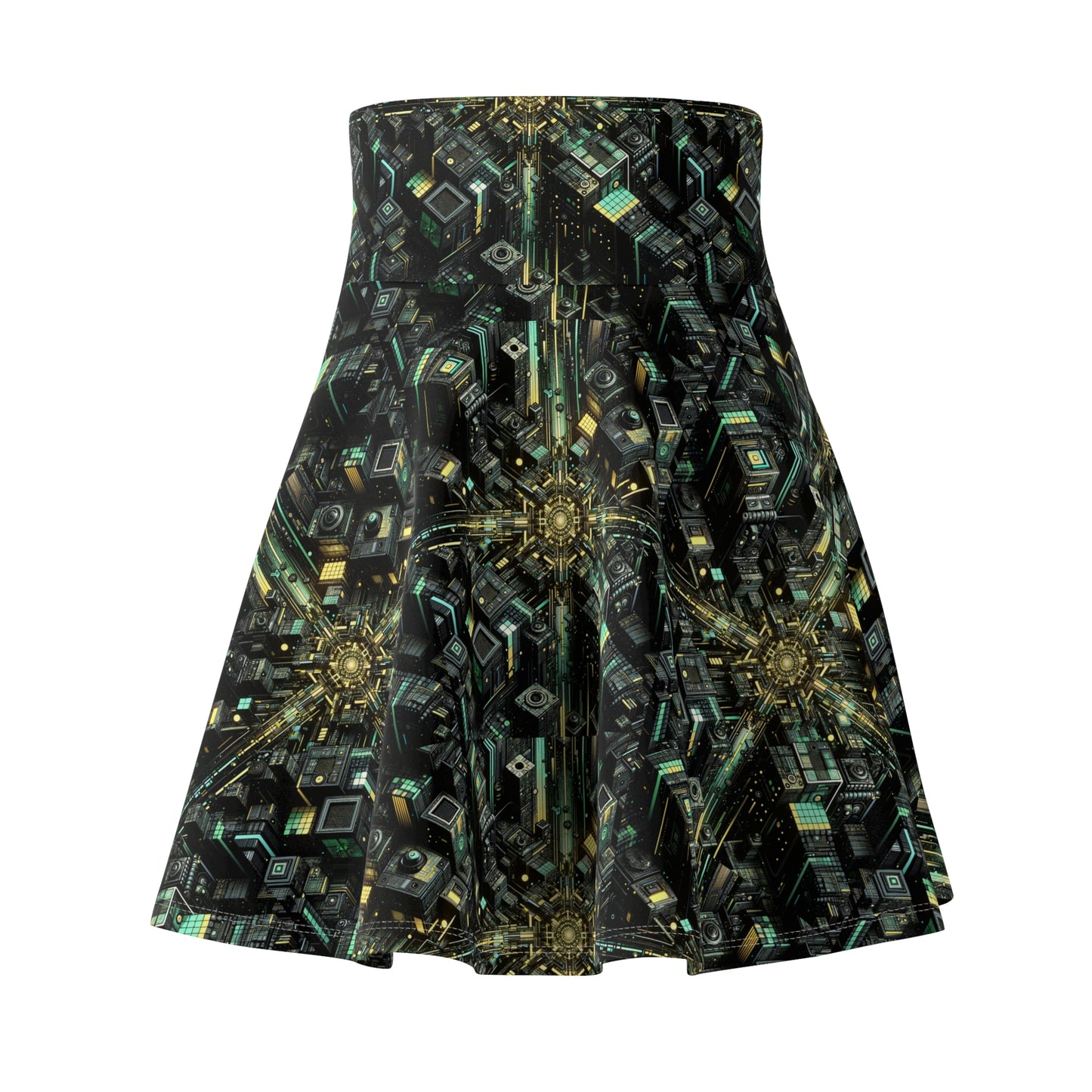 Tech Noir Graphics Tech-Inspired Streetwear Women's Skater Skirt - 8404 Design-66