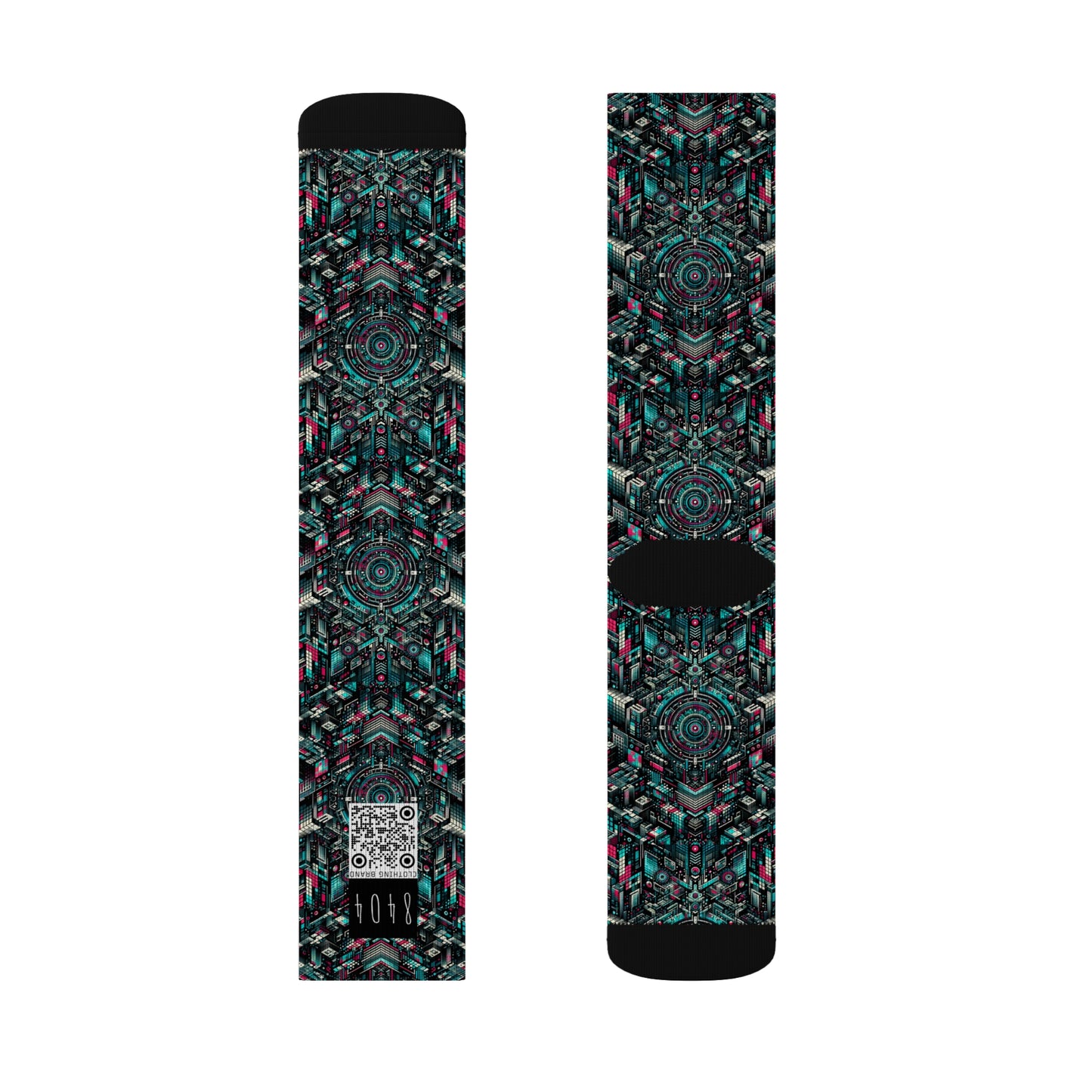 Digital Rebellion Tech-Inspired Streetwear Sublimation Socks - 8404 Design-54