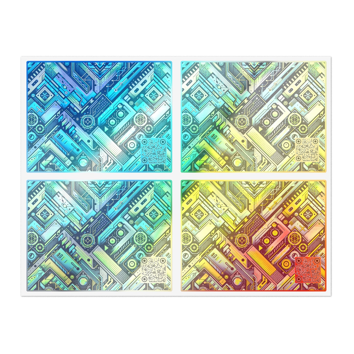 Tech-Infused Neon Tech-Forward Streetwear Sticker Sheets - 8404 Design-52