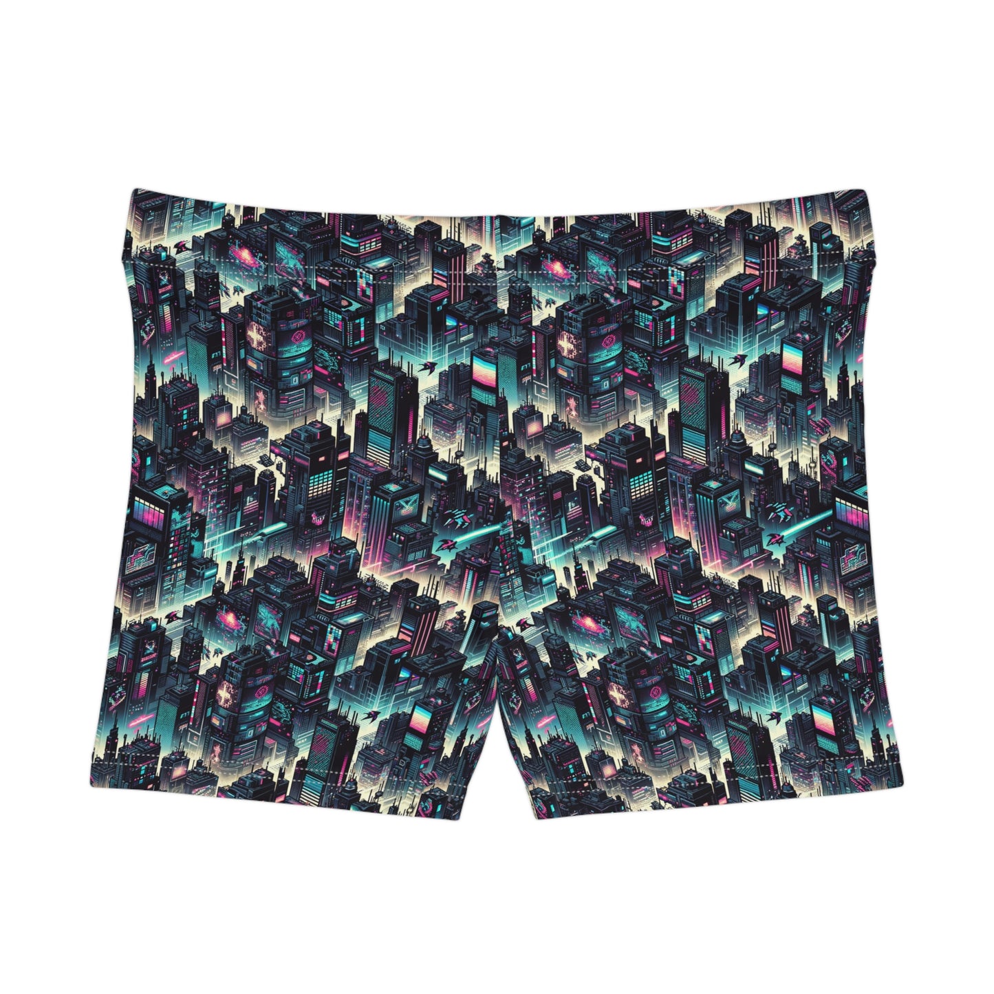 Digital Rebellion Tech-Inspired Streetwear Women's Shorts - 8404 Design-51