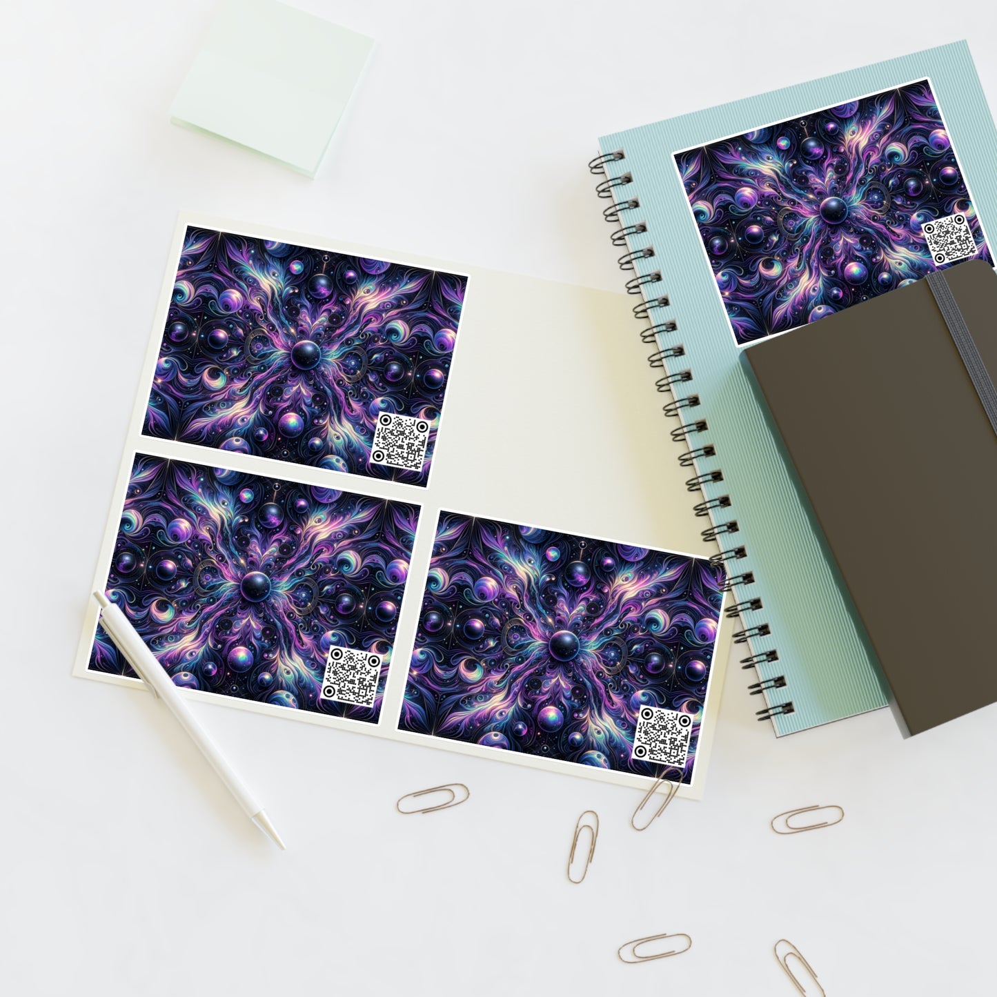 Galactic Hues Tech-Forward Cosmic Fusion Sticker Sheets - 8404 Design-41