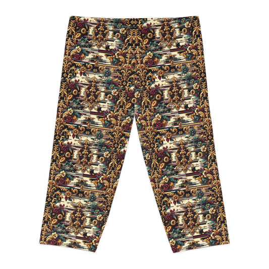 Digital Renaissance Modern Baroque Fusion Women's Capri Leggings - 8404 Design-63