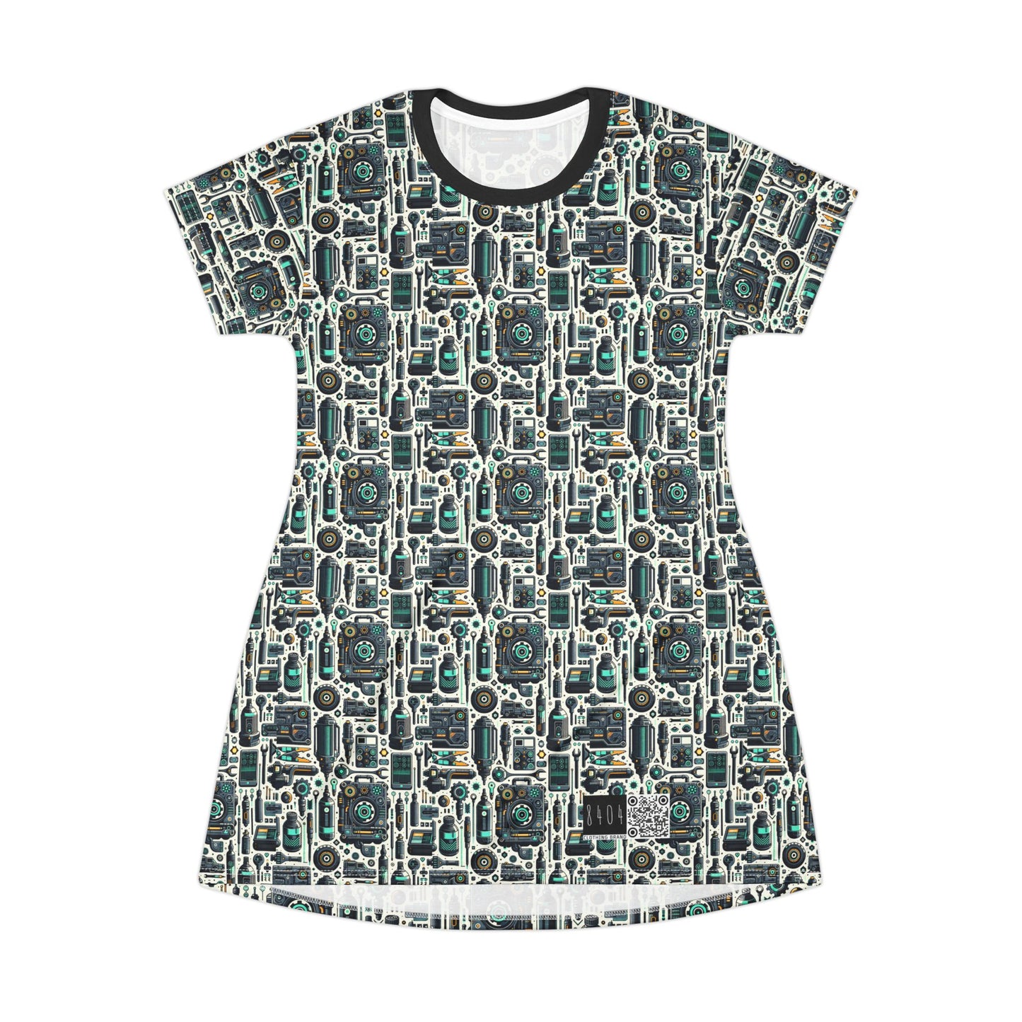 Tech Utility Fusion Modern Tech Streetwear T-Shirt Dress - 8404 Design-53