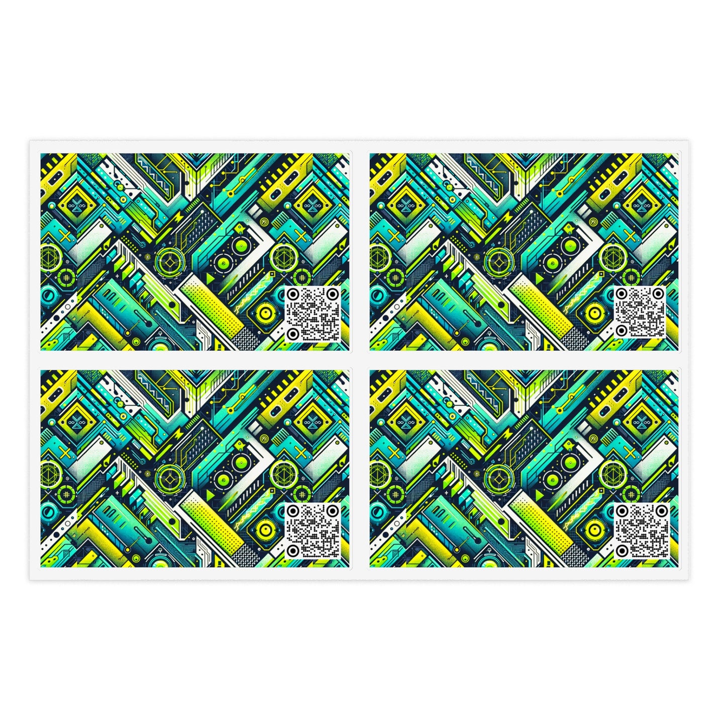 Tech-Infused Neon Tech-Forward Streetwear Sticker Sheets - 8404 Design-52