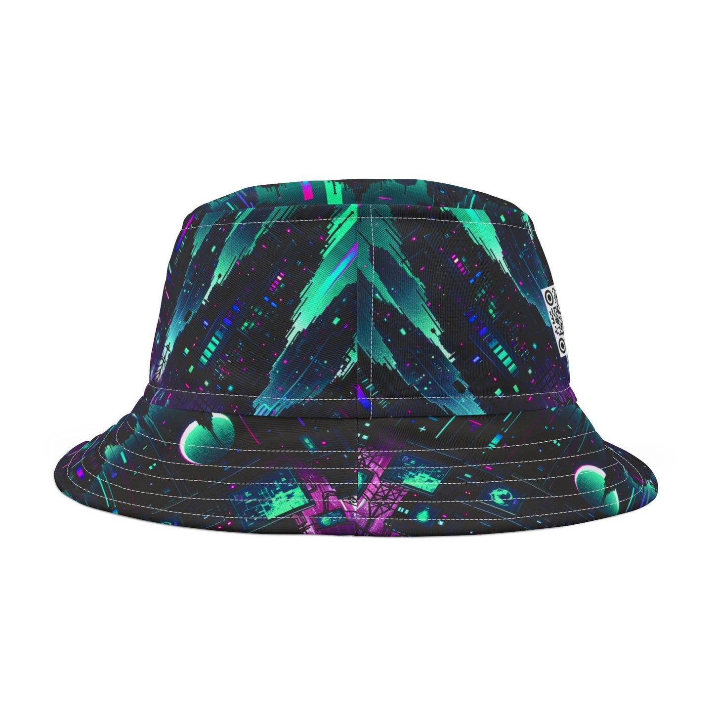 Tech Noir Graphics Futuristic Cyberpunk Bucket Hat - 8404 Design-54