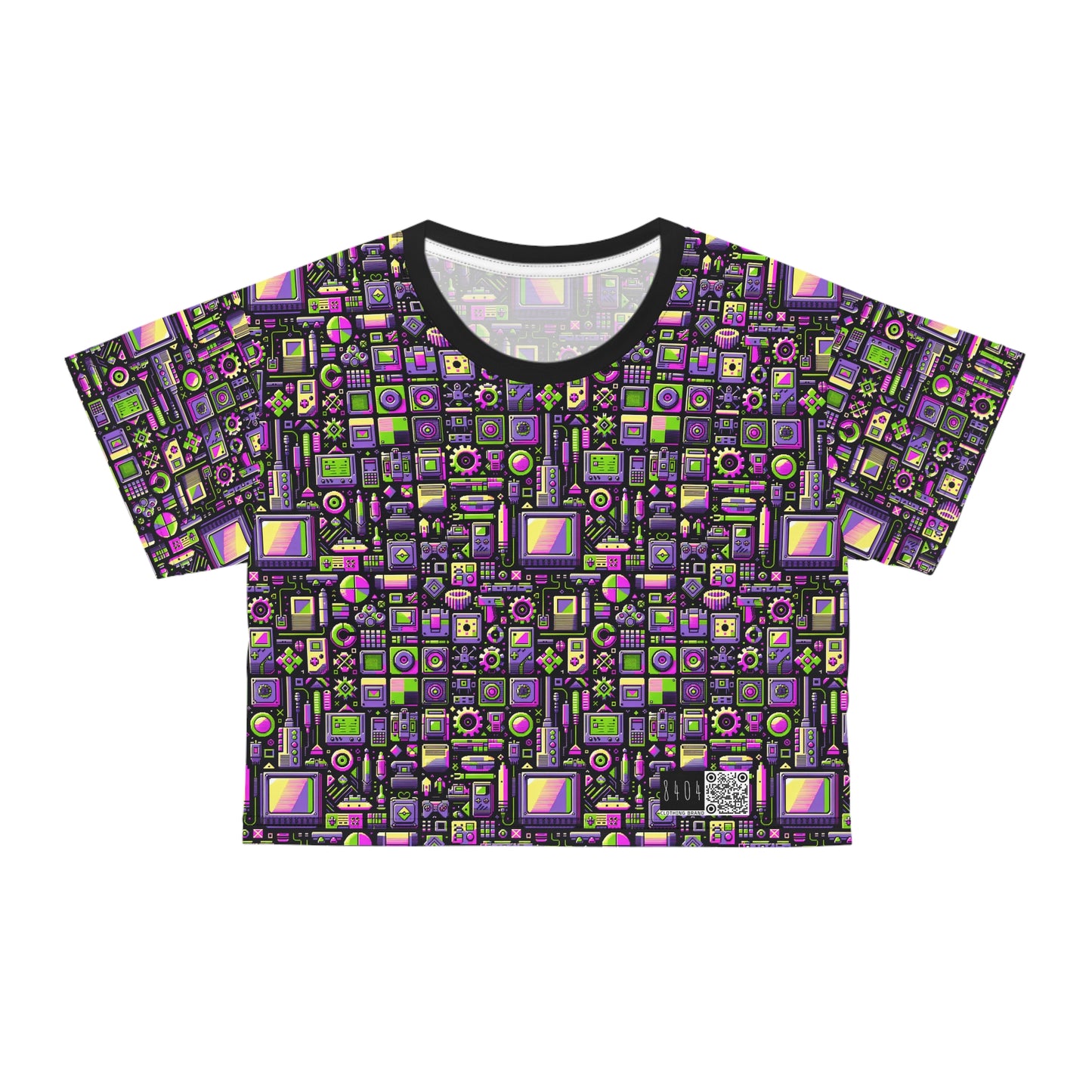 Digital Nostalgia Remix Modern Vintage Fusion Crop Tee - 8404 Design-67
