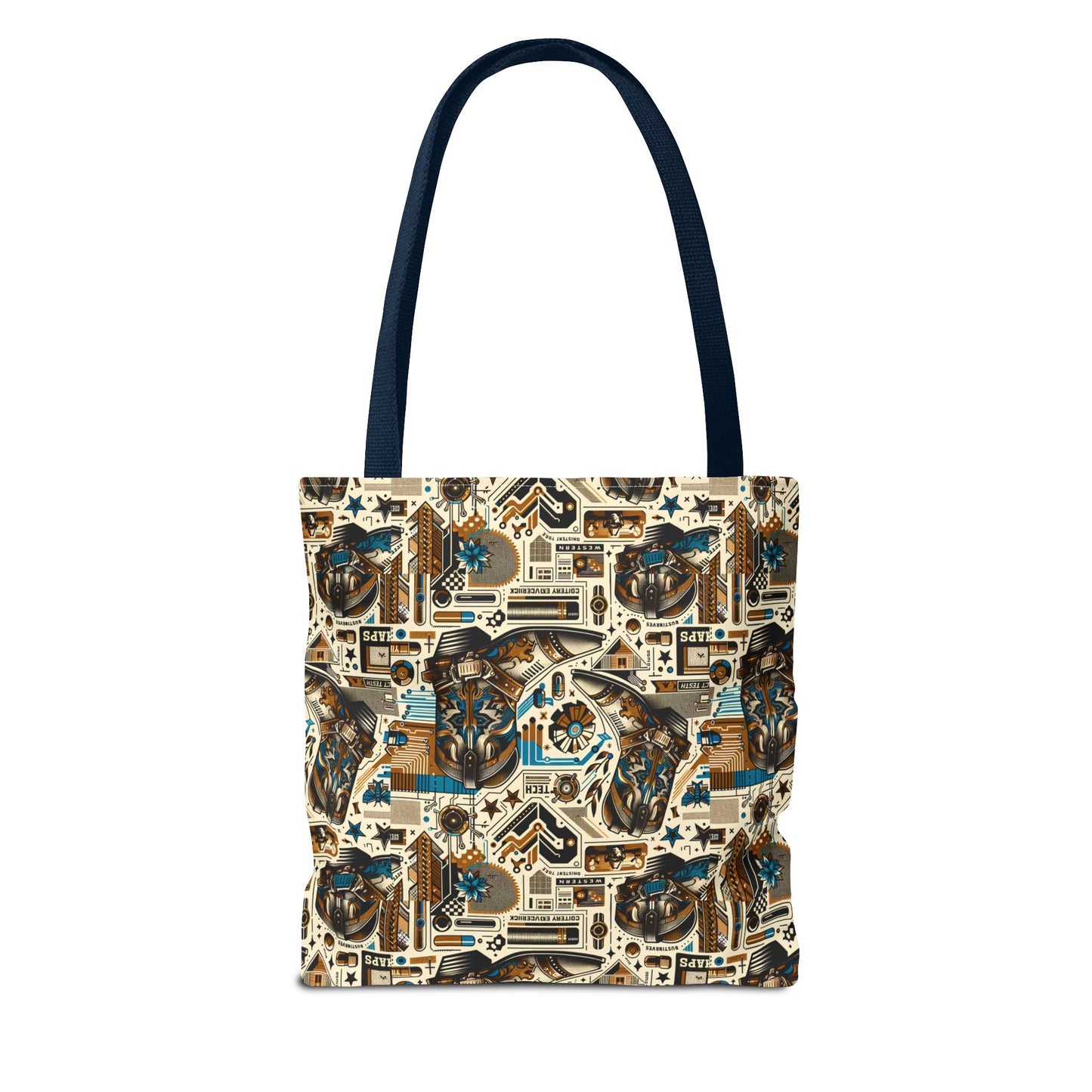 Digital Cowboy Chic Tech-Infused Western Fusion Tote Bag - 8404 Design-45