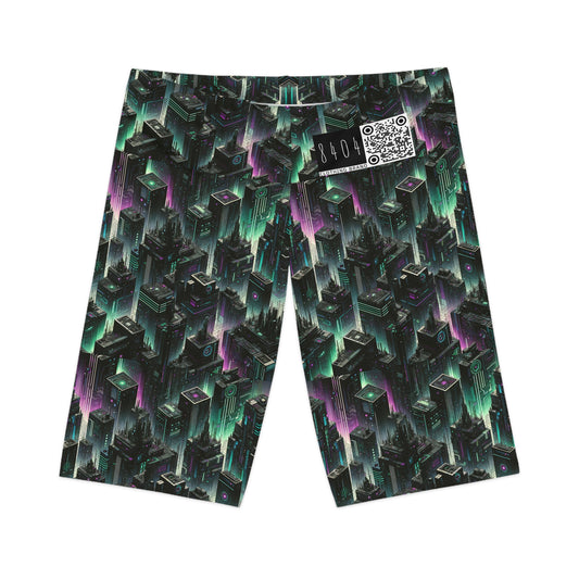 Tech Noir Aesthetics Tech-Forward Urban Dystopia Women's Bike Shorts - 8404 Design-44