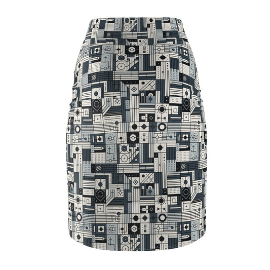 Digital Minimalism Minimalist Tech Women's Pencil Skirt - 8404 Design-49