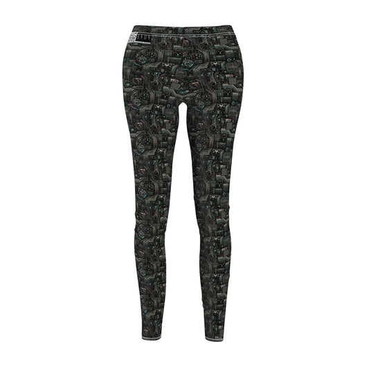Tech Noir Aesthetics Sleek Tech Streetwear Women's Cut & Sew Casual Leggings - 8404 Design-52