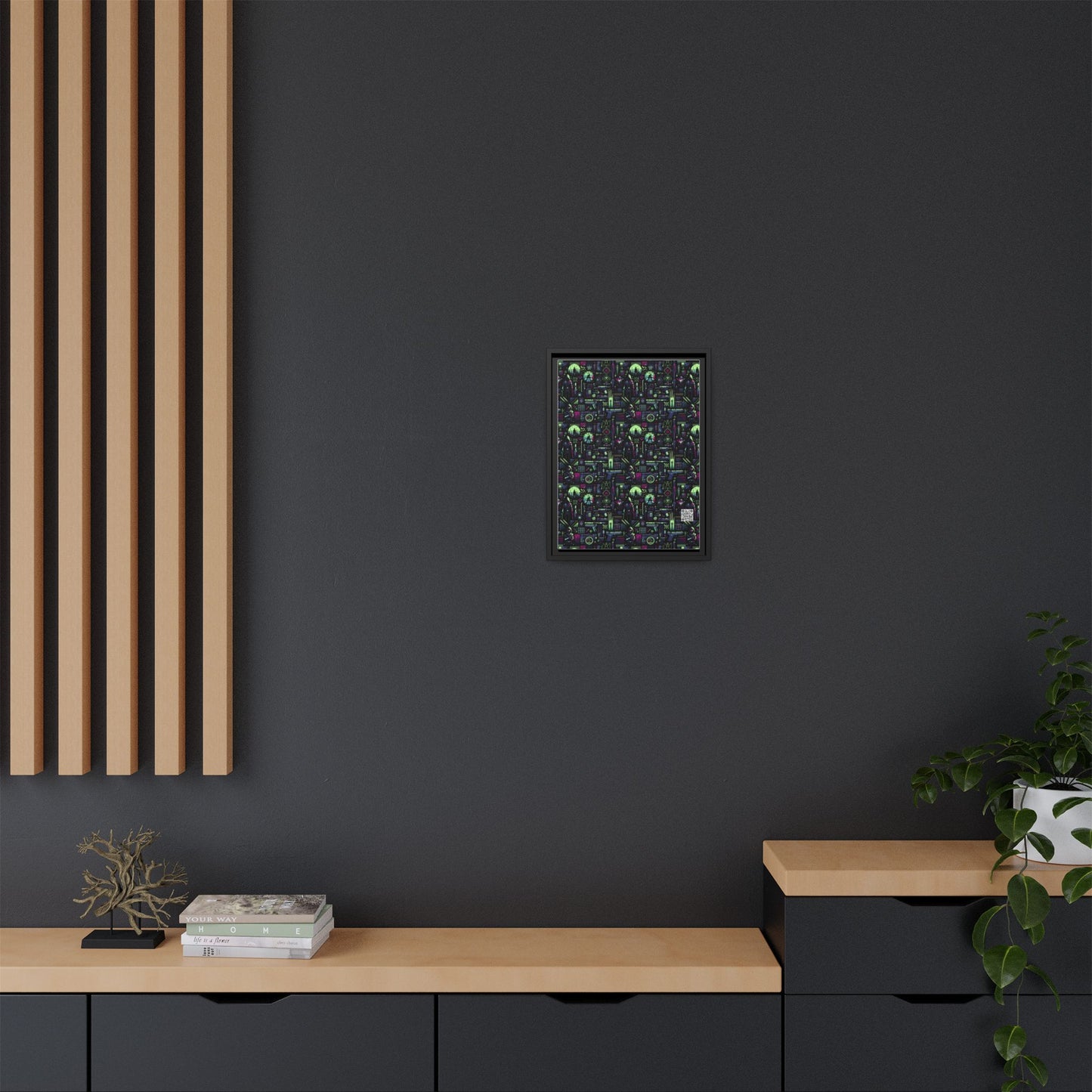 Tech Noir Futuristic Cyberpunk Matte Canvas, Framed (multi-Color) - 8404 Design-63 A