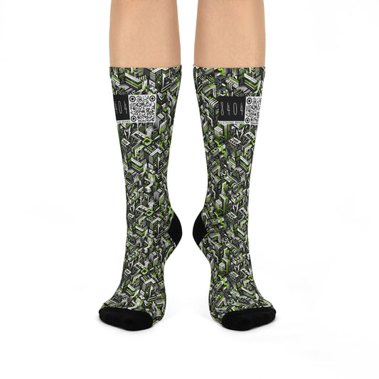 Graffiti Tech Fusion Bold Streetwear Fusion Cushioned Crew Socks - 8404 Design-53