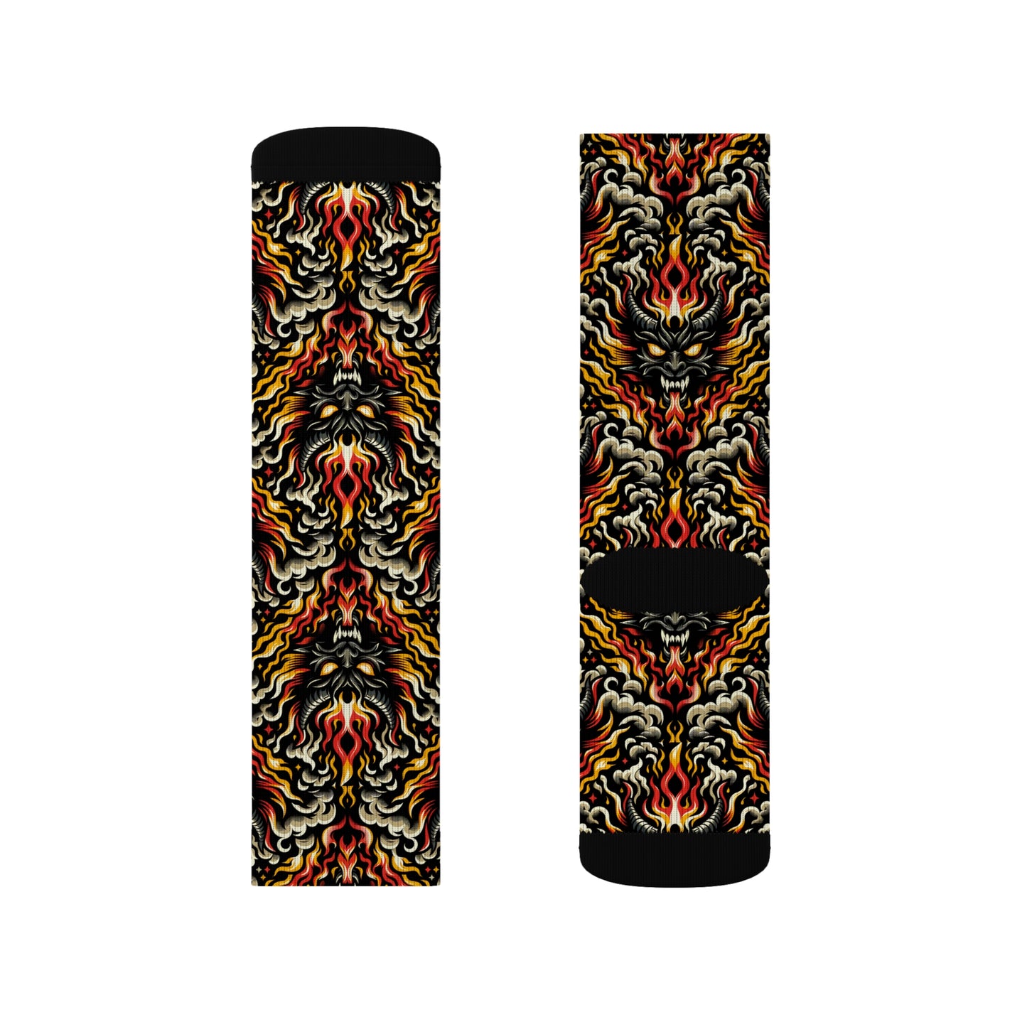 Flame Graphics Maximalist Streetwear Sublimation Socks - 8404 Design-59