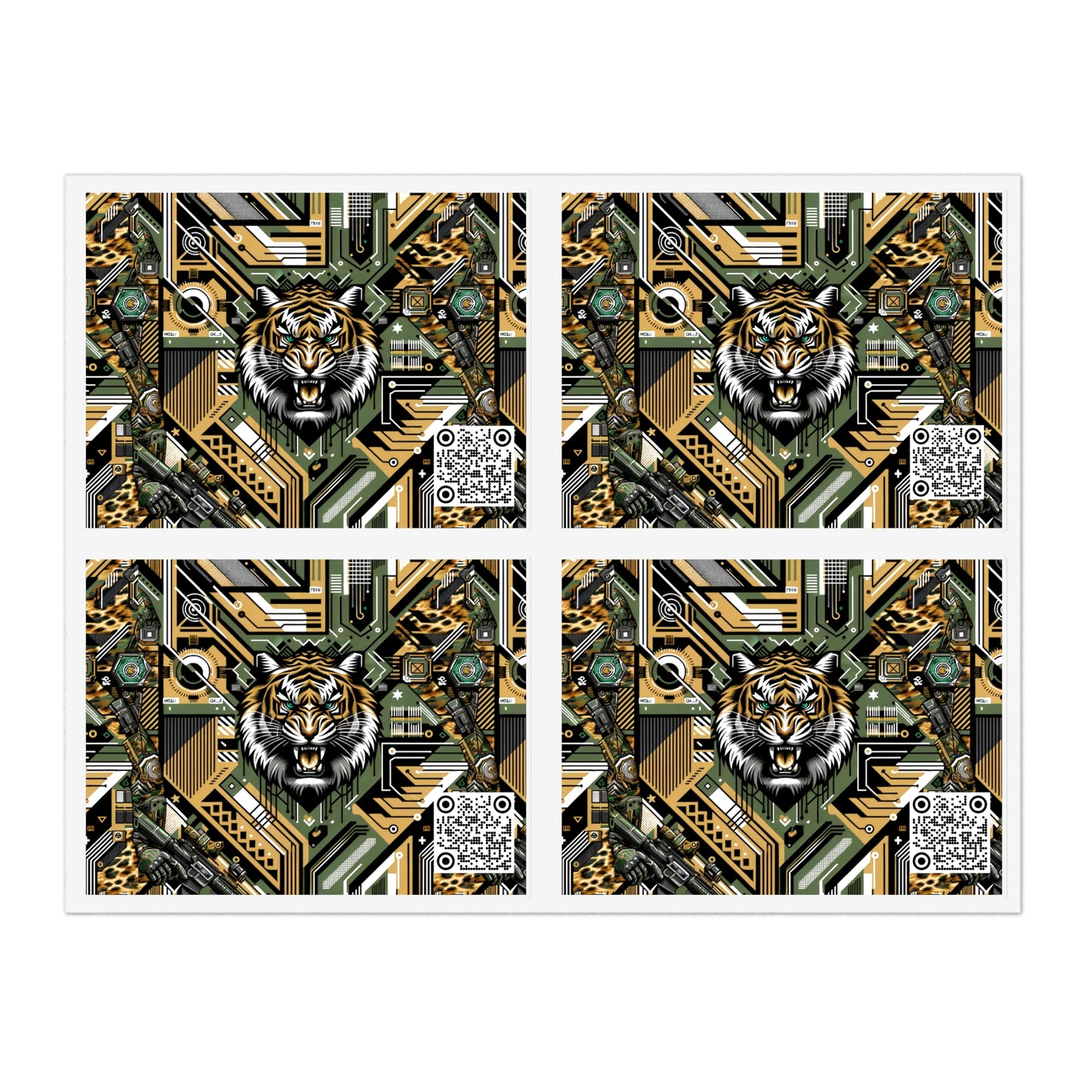 Neo-Camo Fusion Tech-Forward Streetwear Sticker Sheets - 8404 Design-58