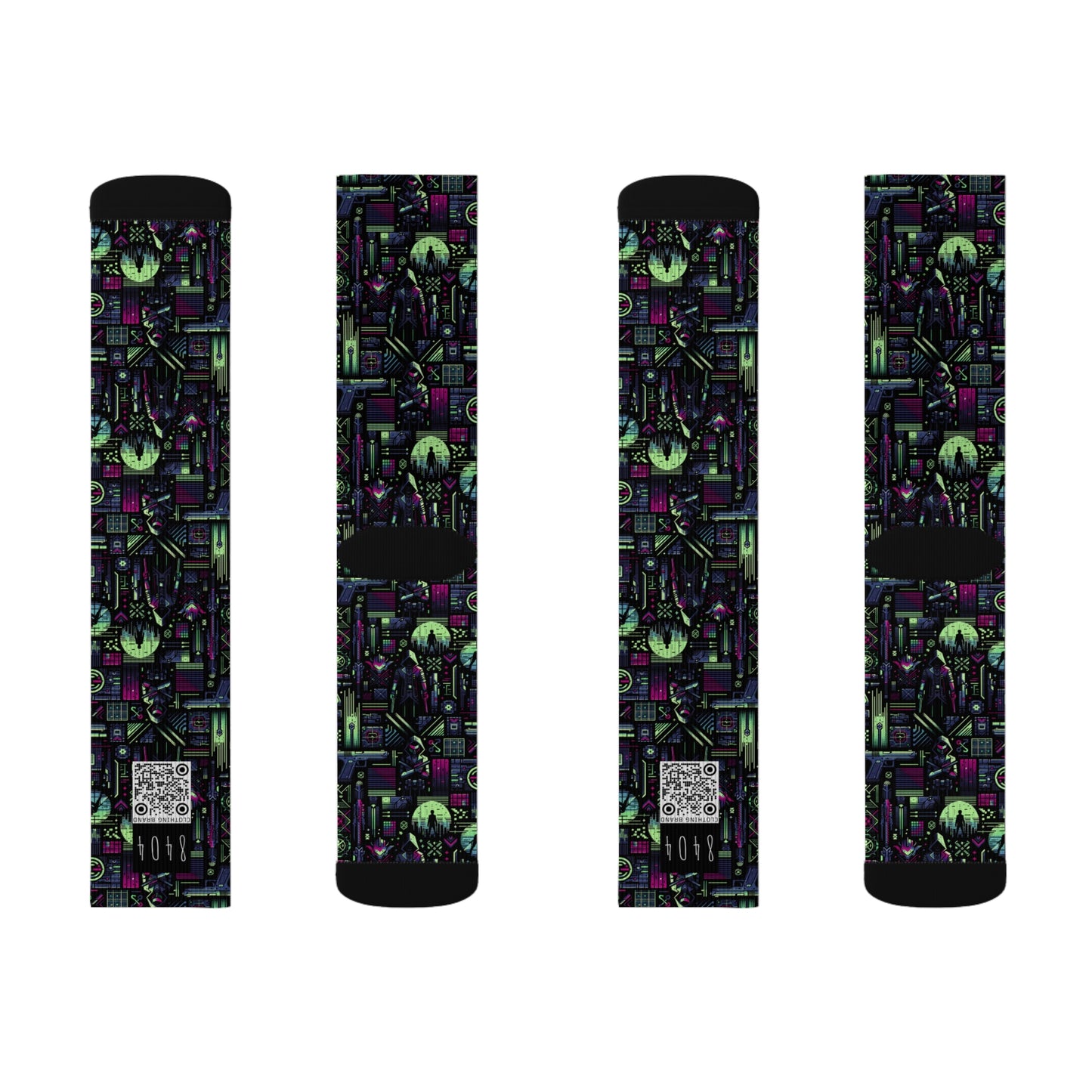 Tech Noir Futuristic Cyberpunk Sublimation Socks - 8404 Design-63
