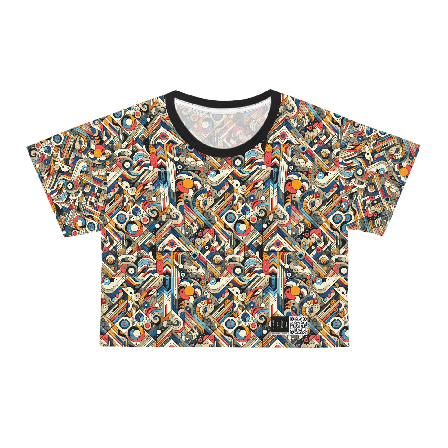 Abstract Graphic Art Modern Artistic Expression Crop Tee - 8404 Design-62