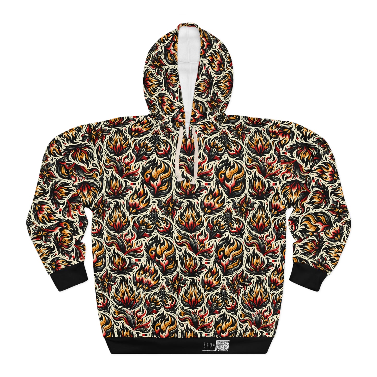 Fire & Flames Bold Streetwear Statement Pullover Hoodie - 8404 Design-57