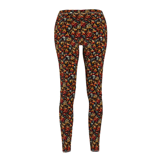 Flame Graphics Maximalist Streetwear Women's Cut & Sew Casual Leggings - 8404 Design-76