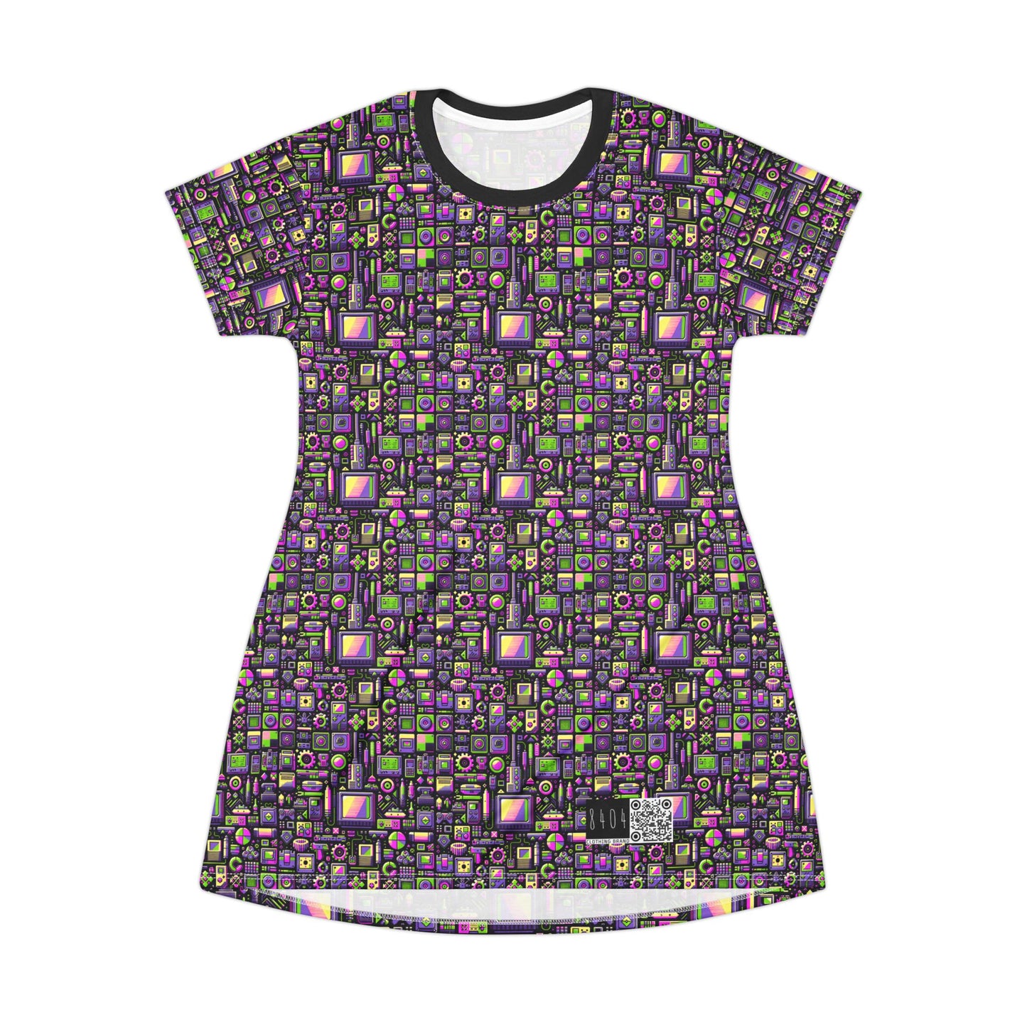 Digital Nostalgia Remix Modern Vintage Fusion T-Shirt Dress - 8404 Design-67