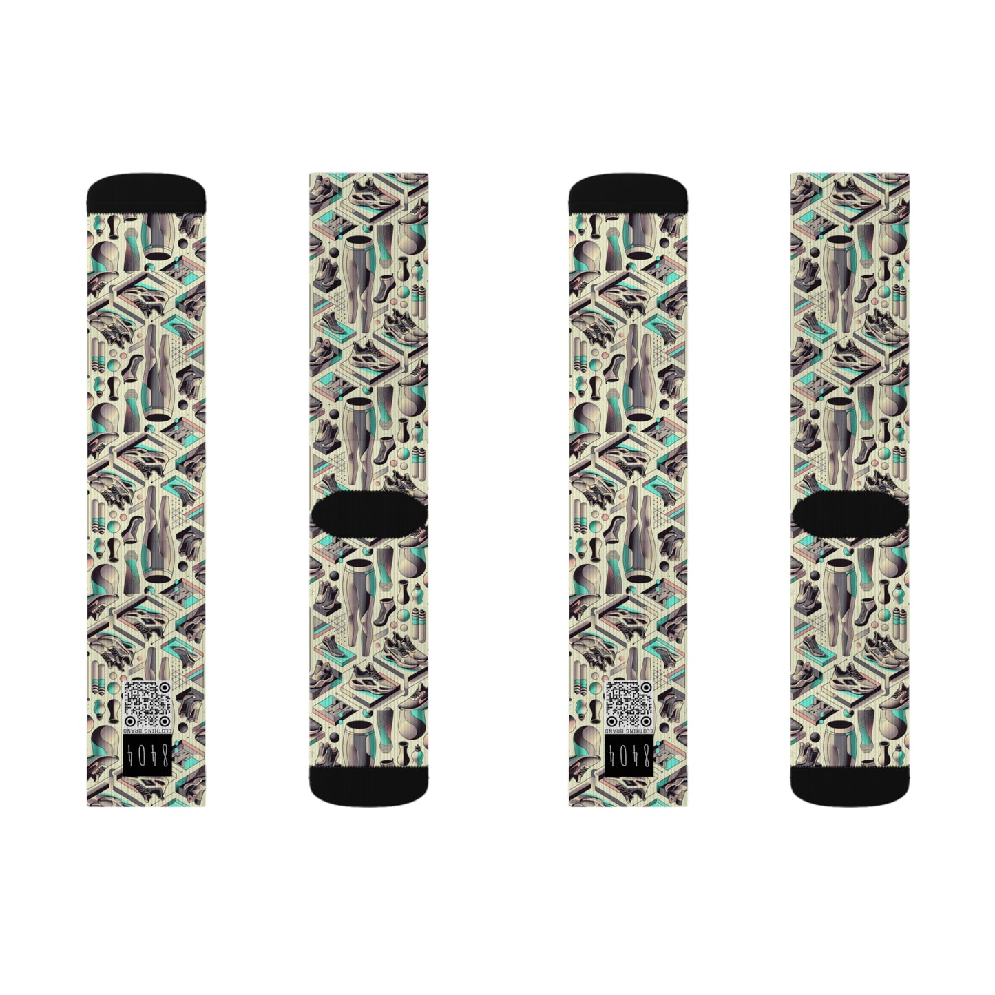 Tech-Infused Athleisure Futuristic Athletic Tech Sublimation Socks - 8404 Design-44