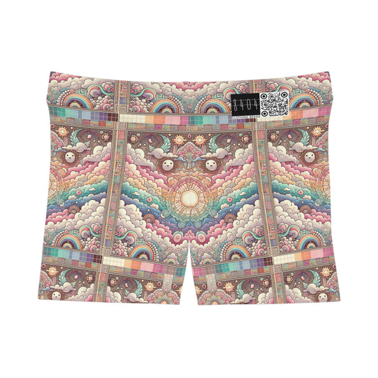Digital Dreamland Whimsical and Nostalgic Streetwear With a Digital Twist Women's Shorts - 8404 Design-56