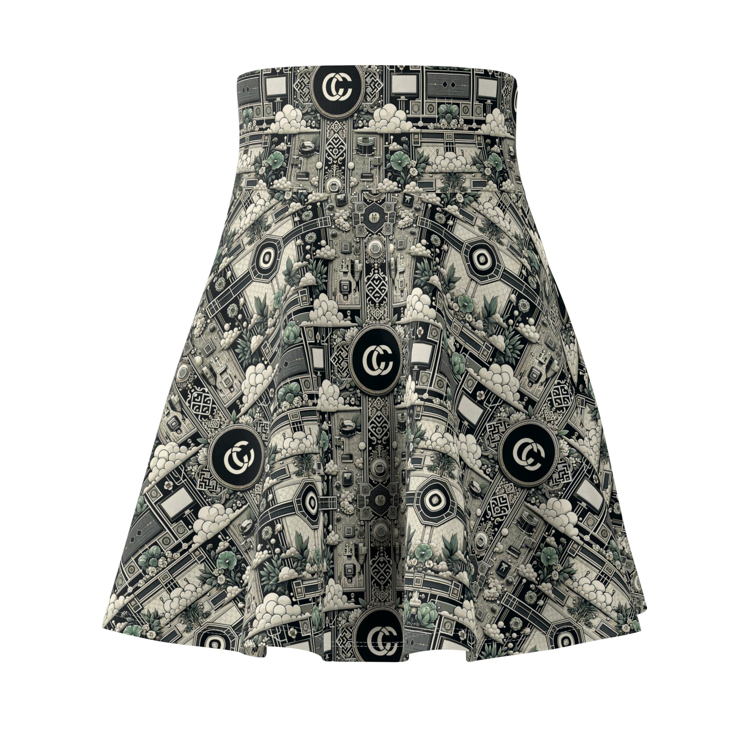 Cyber Garden Party Tech Garden Extravaganza Women's Skater Skirt - 8404 Design-54