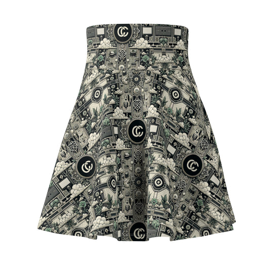 Cyber Garden Party Tech Garden Extravaganza Women's Skater Skirt - 8404 Design-54