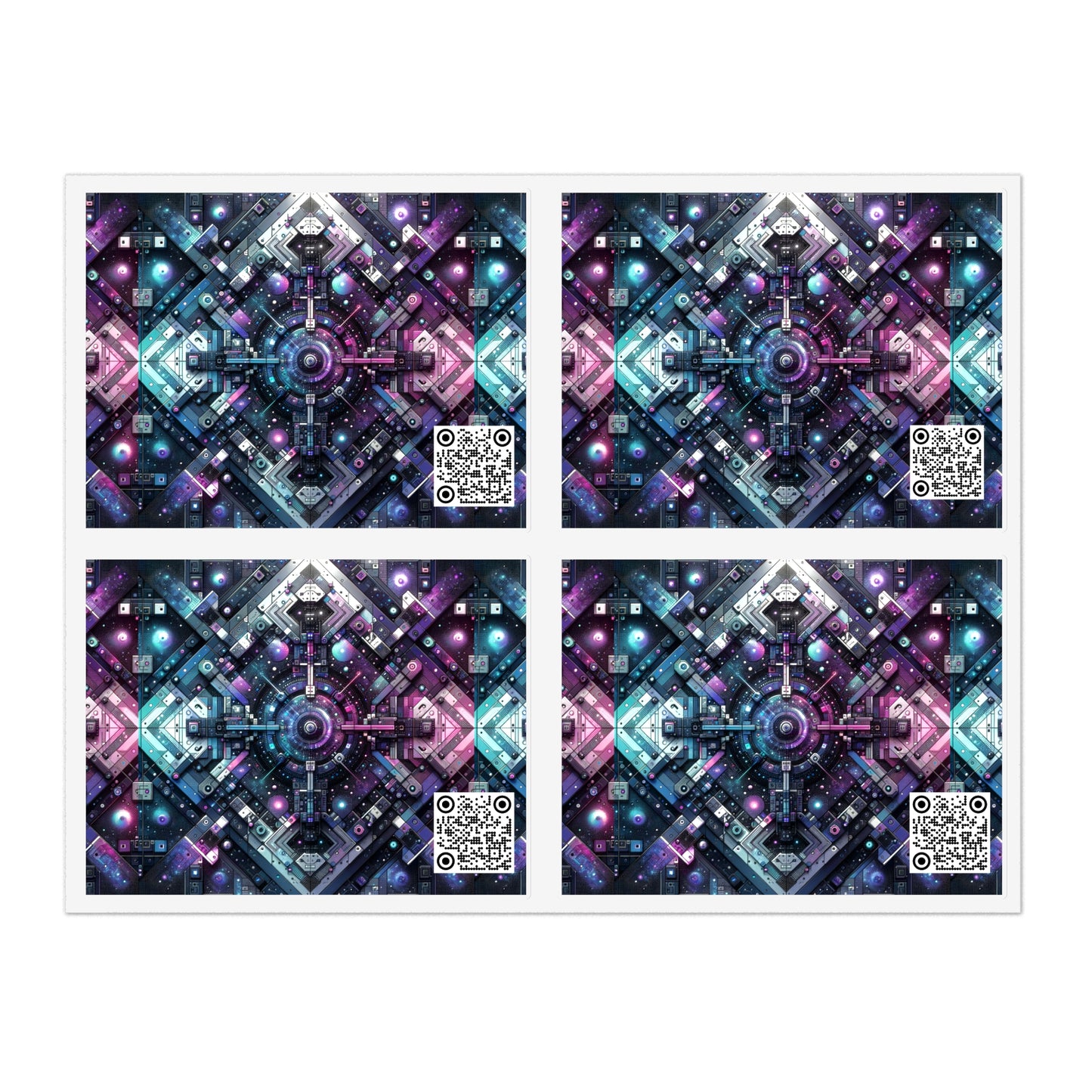 Galactic Hues Tech-Forward Cosmic Fusion Sticker Sheets - 8404 Design-54