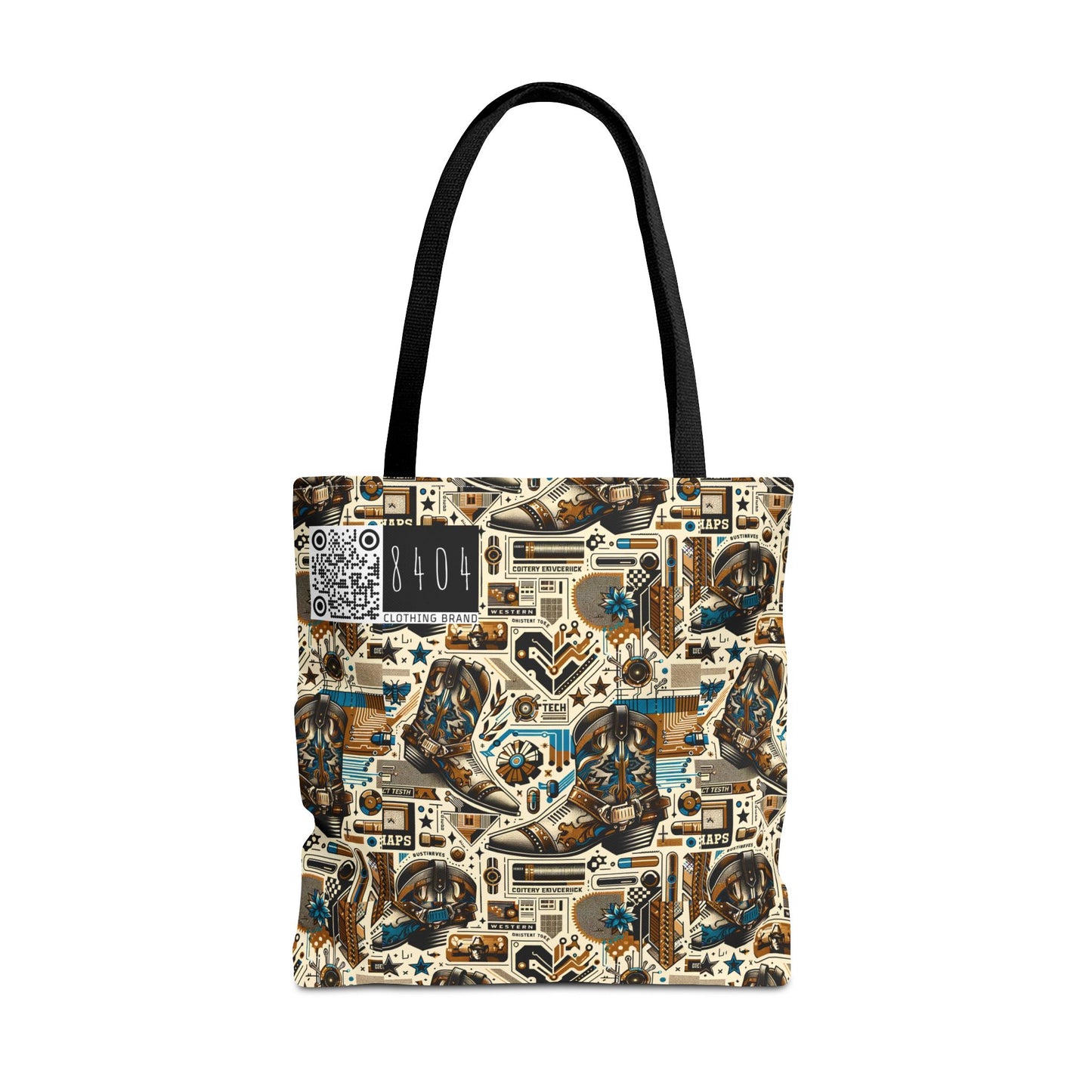 Digital Cowboy Chic Tech-Infused Western Fusion Tote Bag - 8404 Design-45