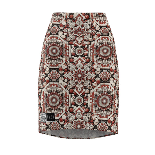 Neo Jomon Sculptural Aesthetics Artisanal Streetwear Women's Pencil Skirt - 8404 Design-55