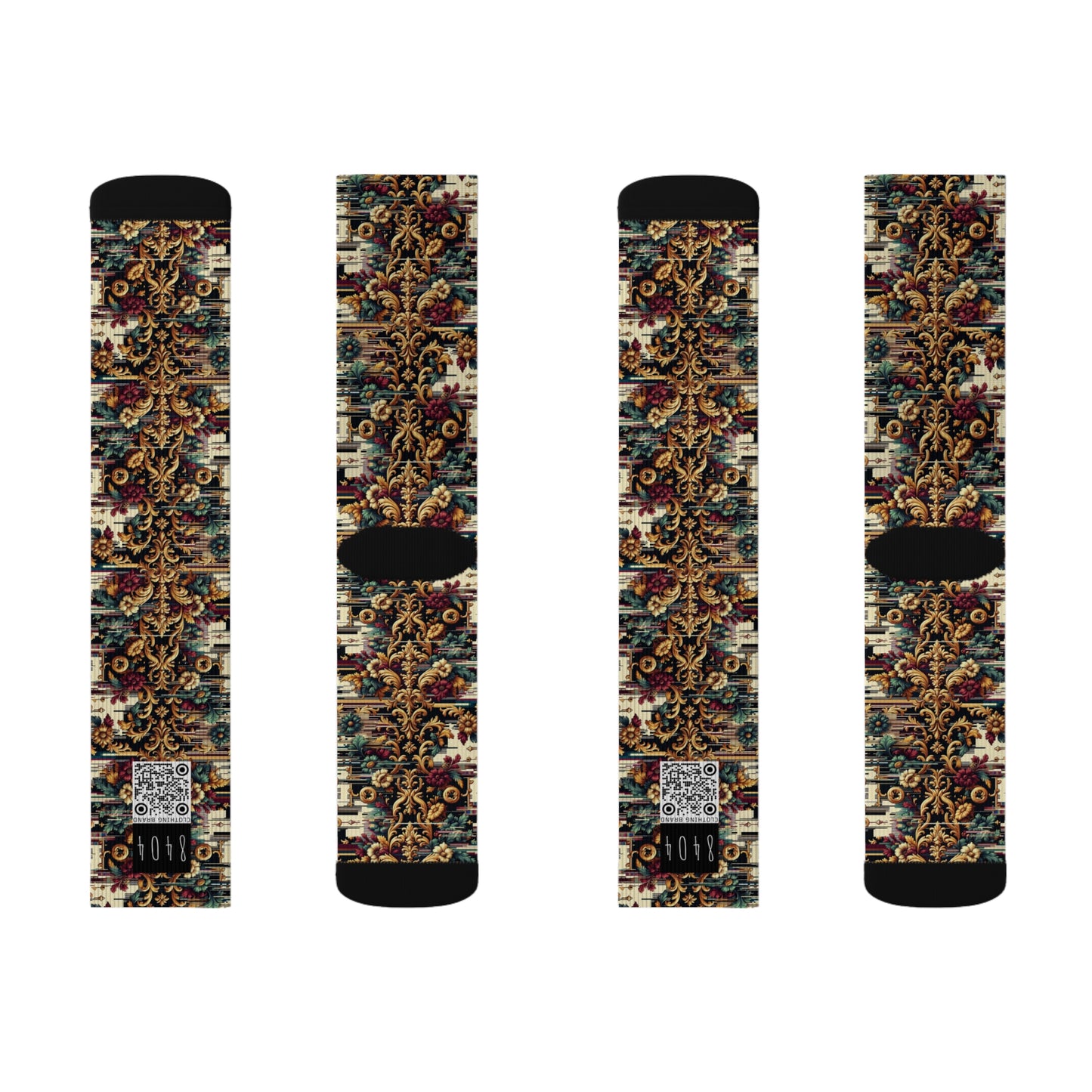 Digital Renaissance Modern Baroque Fusion Sublimation Socks - 8404 Design-63