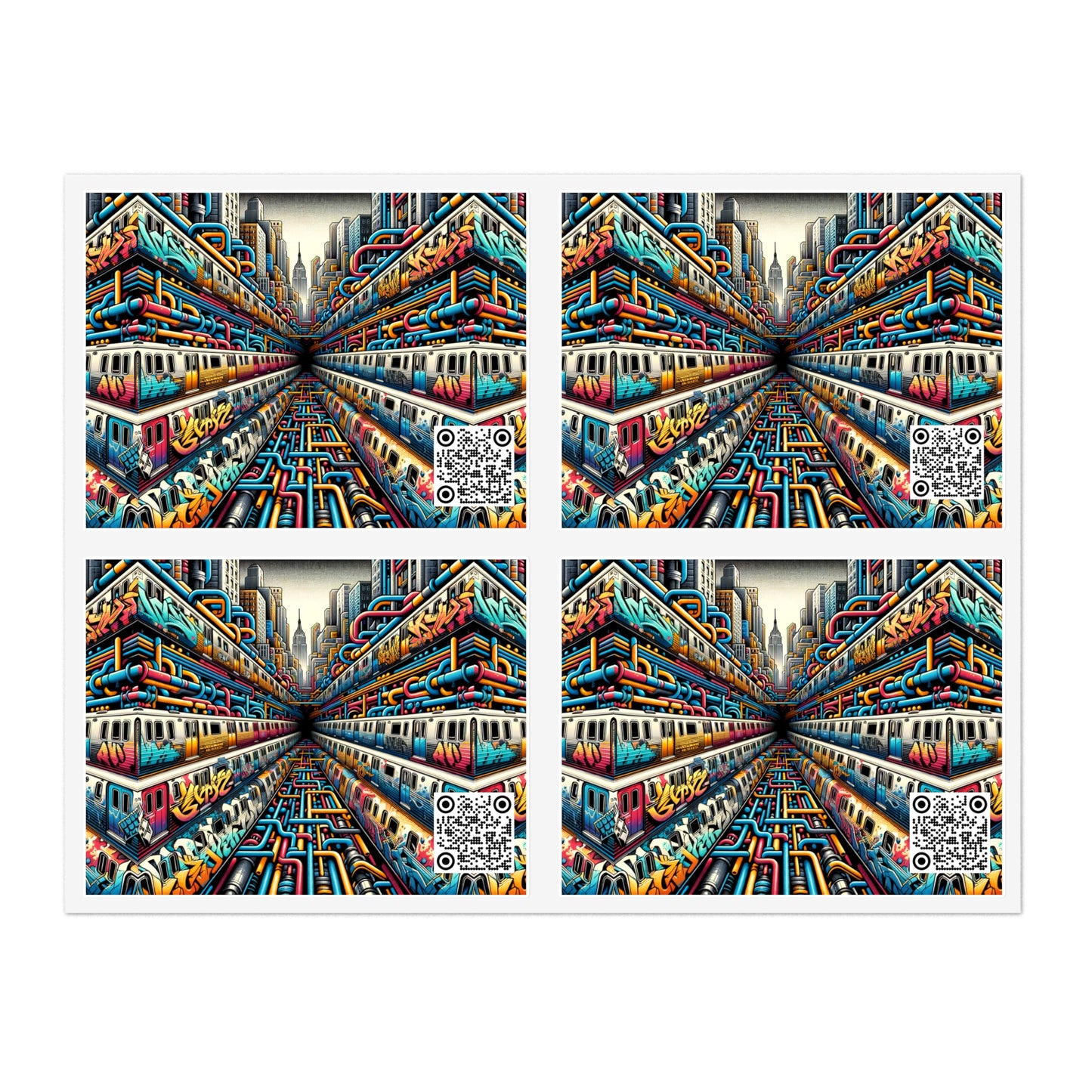 Retro Graffiti Revival Retro Urban Street Art Sticker Sheets - 8404 Design-41